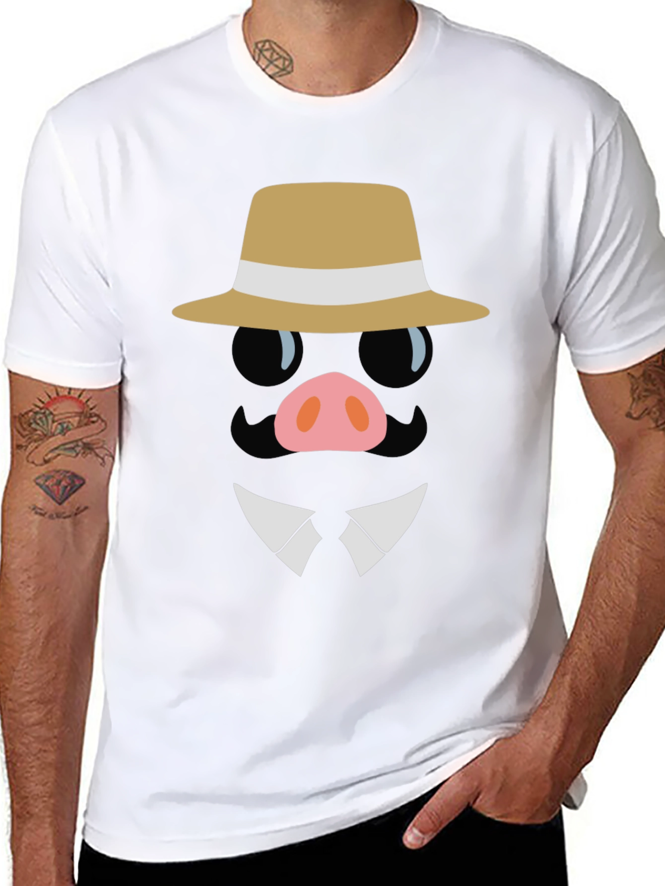 Dapper Pig T-Shirt - Funny Cartoon Graphic Tee