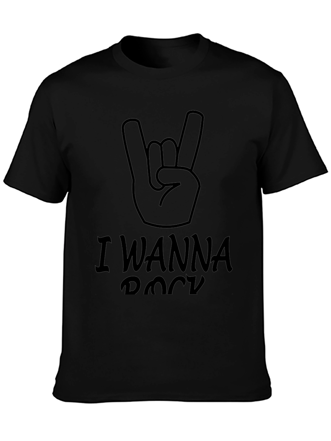 I Wanna Rock T-Shirt - Black Rock Hand Tee