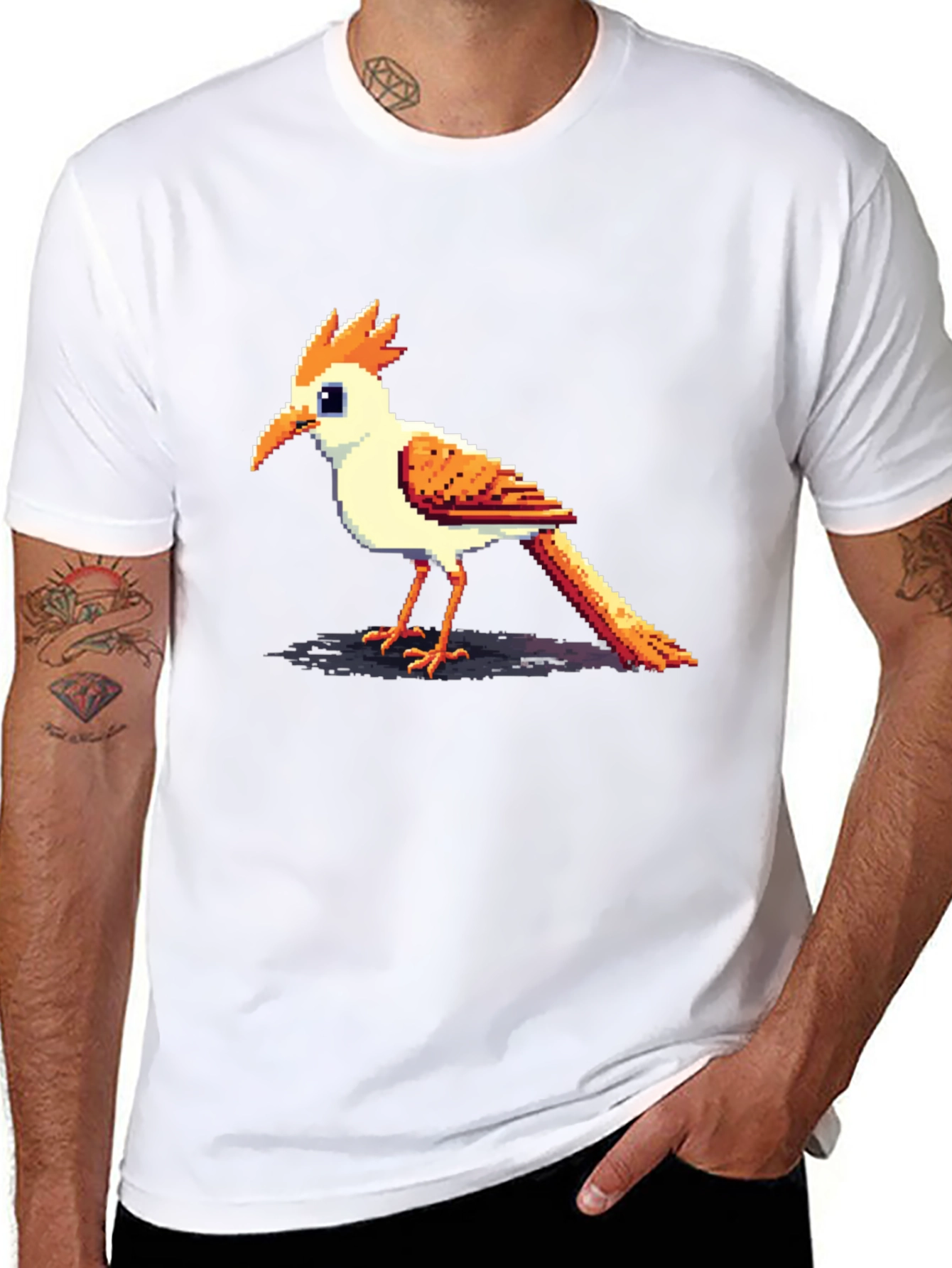 Pixelated Bird Graphic Tee - Cool Casual Style