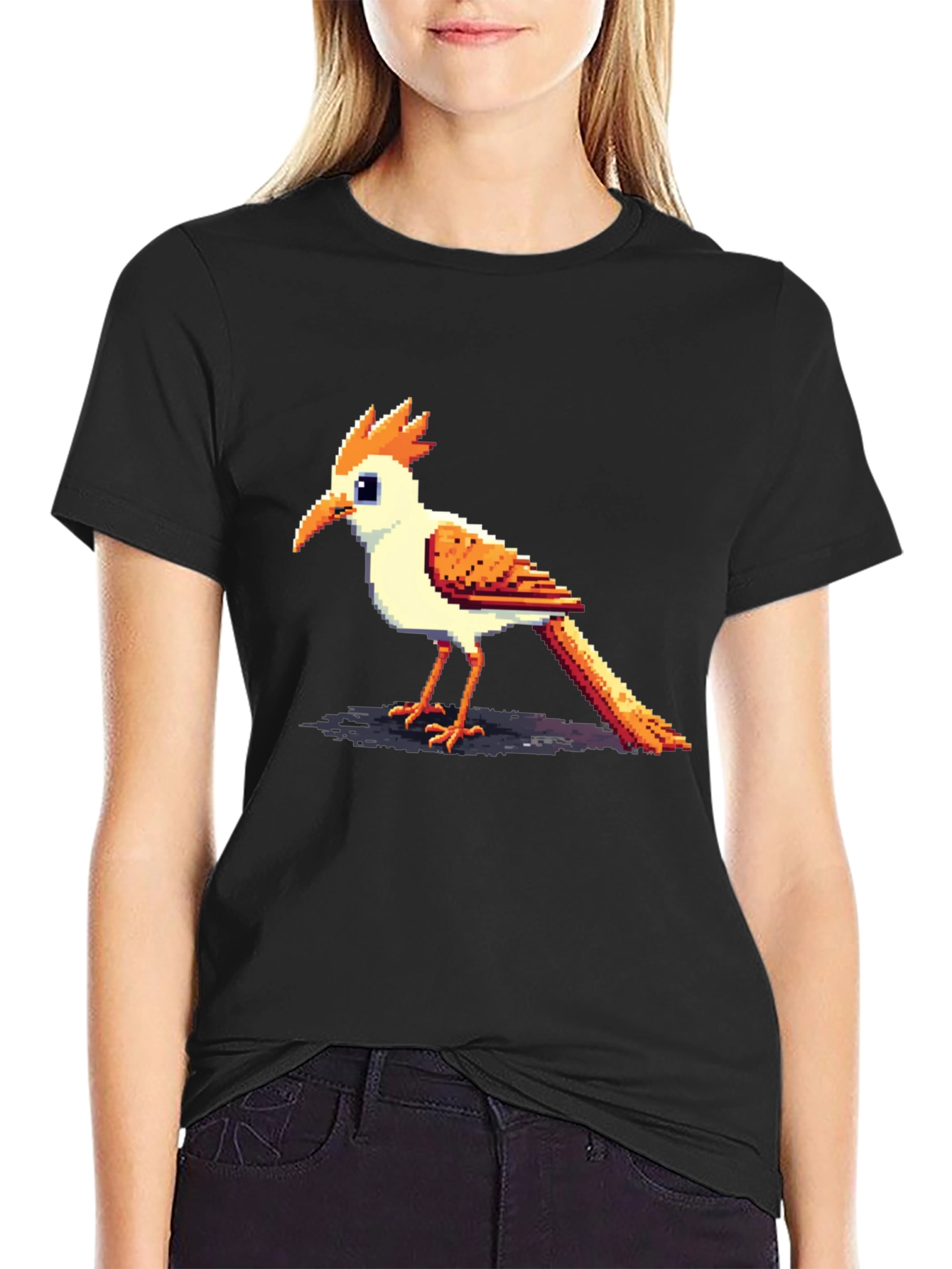 Pixelated Bird Graphic Tee - Cool Casual Style