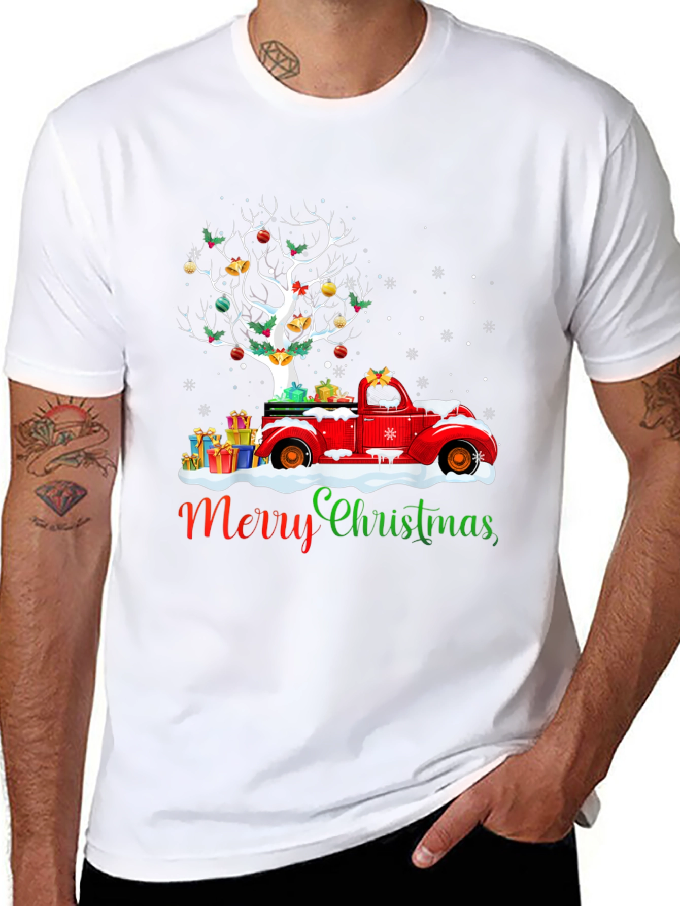 Festive Christmas Tree Truck Graphic Tee