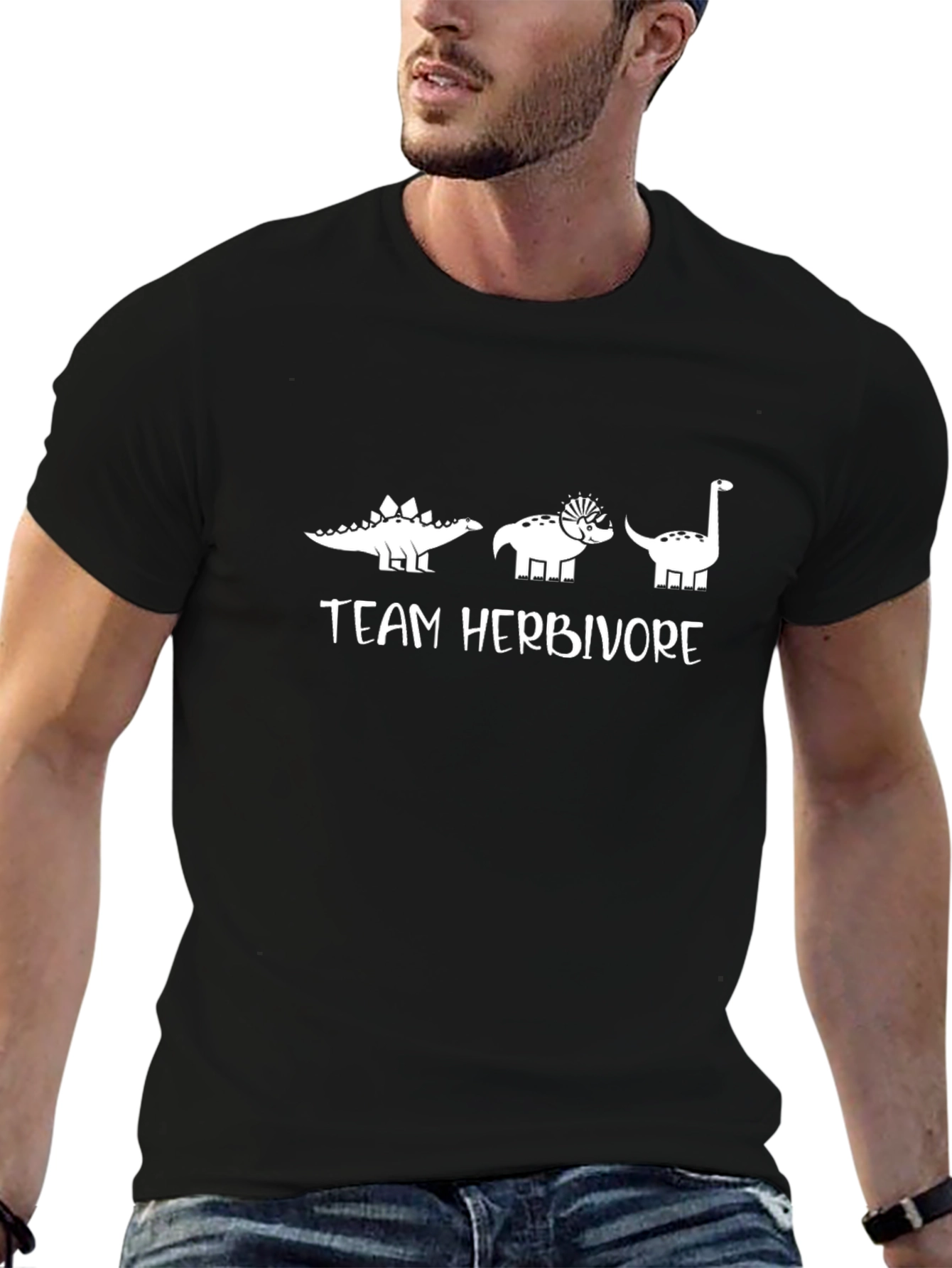 Team Herbivore Black T-Shirt - Dinosaur Lover Tee