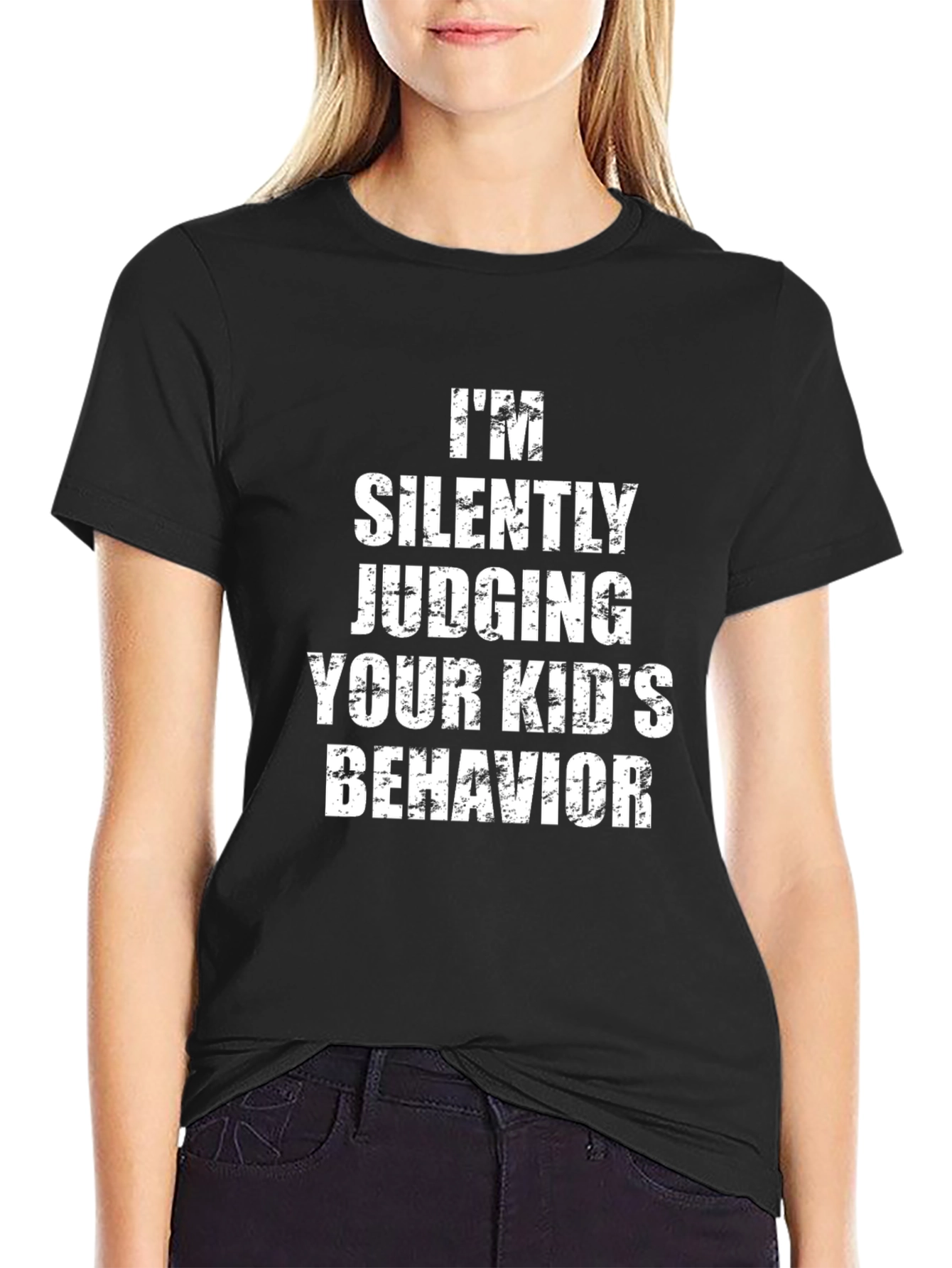Im Silently Judging Kids Black Cotton Tee