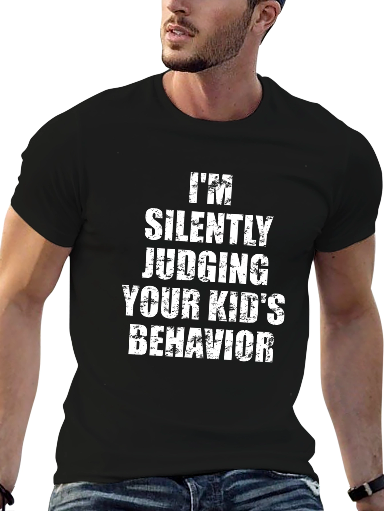 Im Silently Judging Kids Black Cotton Tee