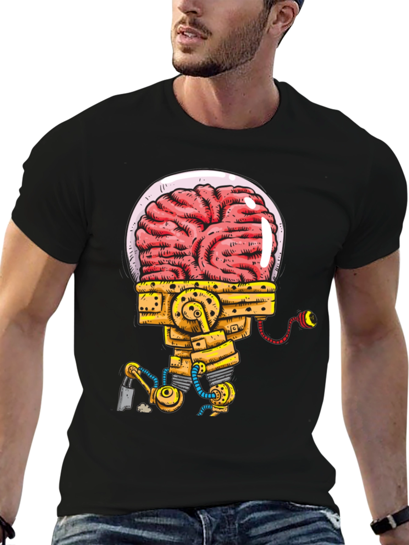 Mechanical Brain T-Shirt - Unique Graphic Tee
