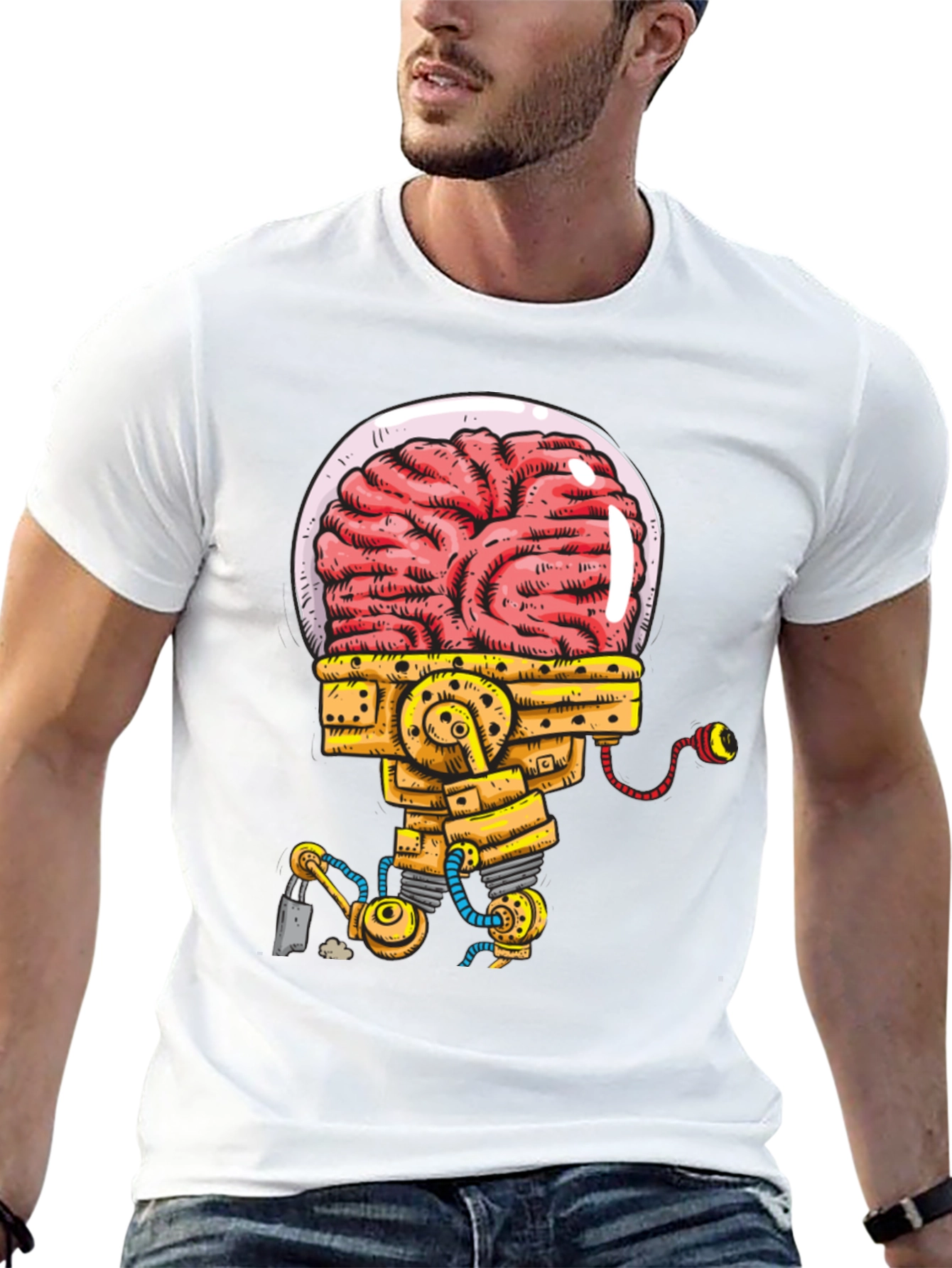 Mechanical Brain T-Shirt - Unique Graphic Tee