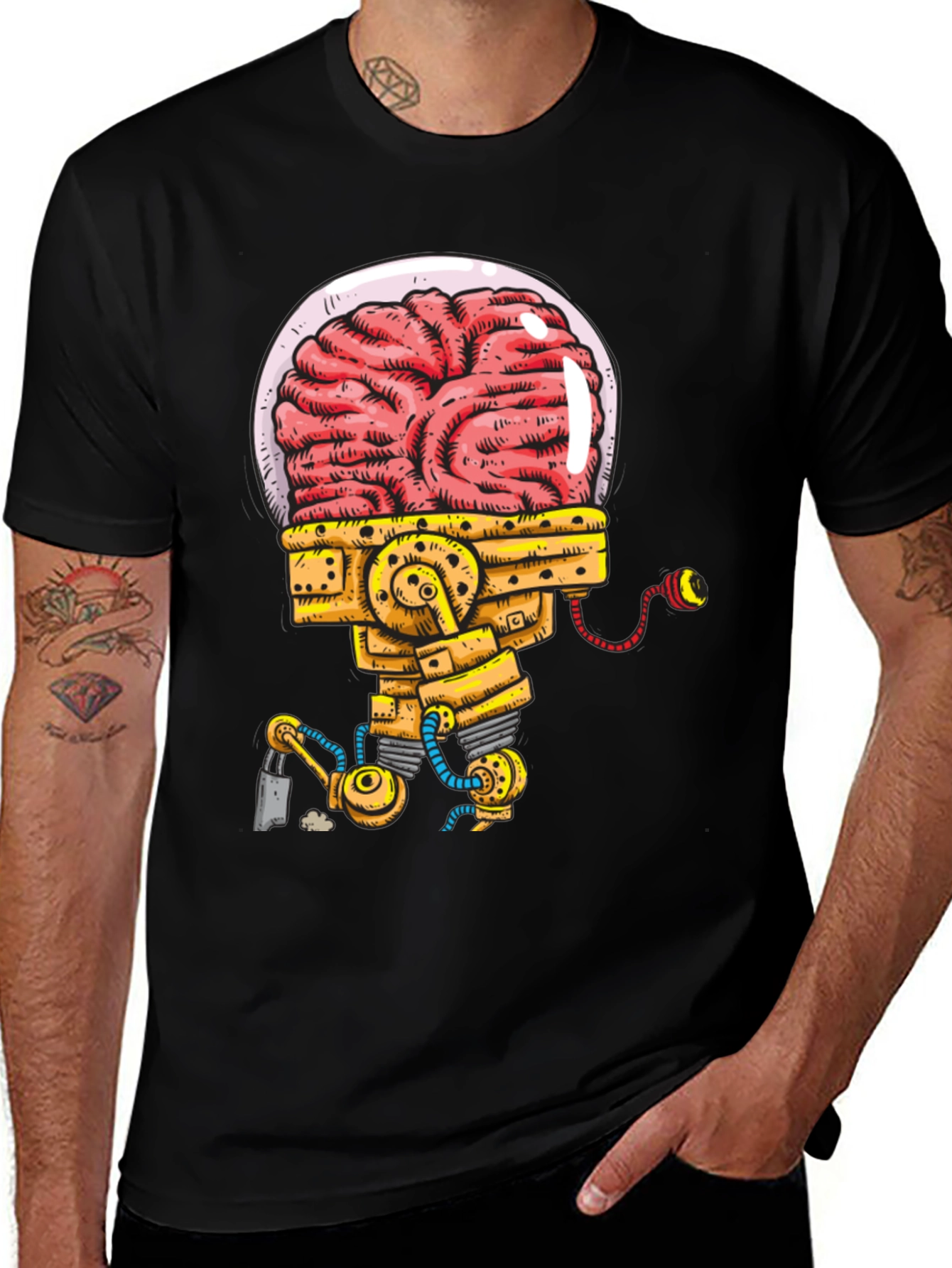 Mechanical Brain T-Shirt - Unique Graphic Tee