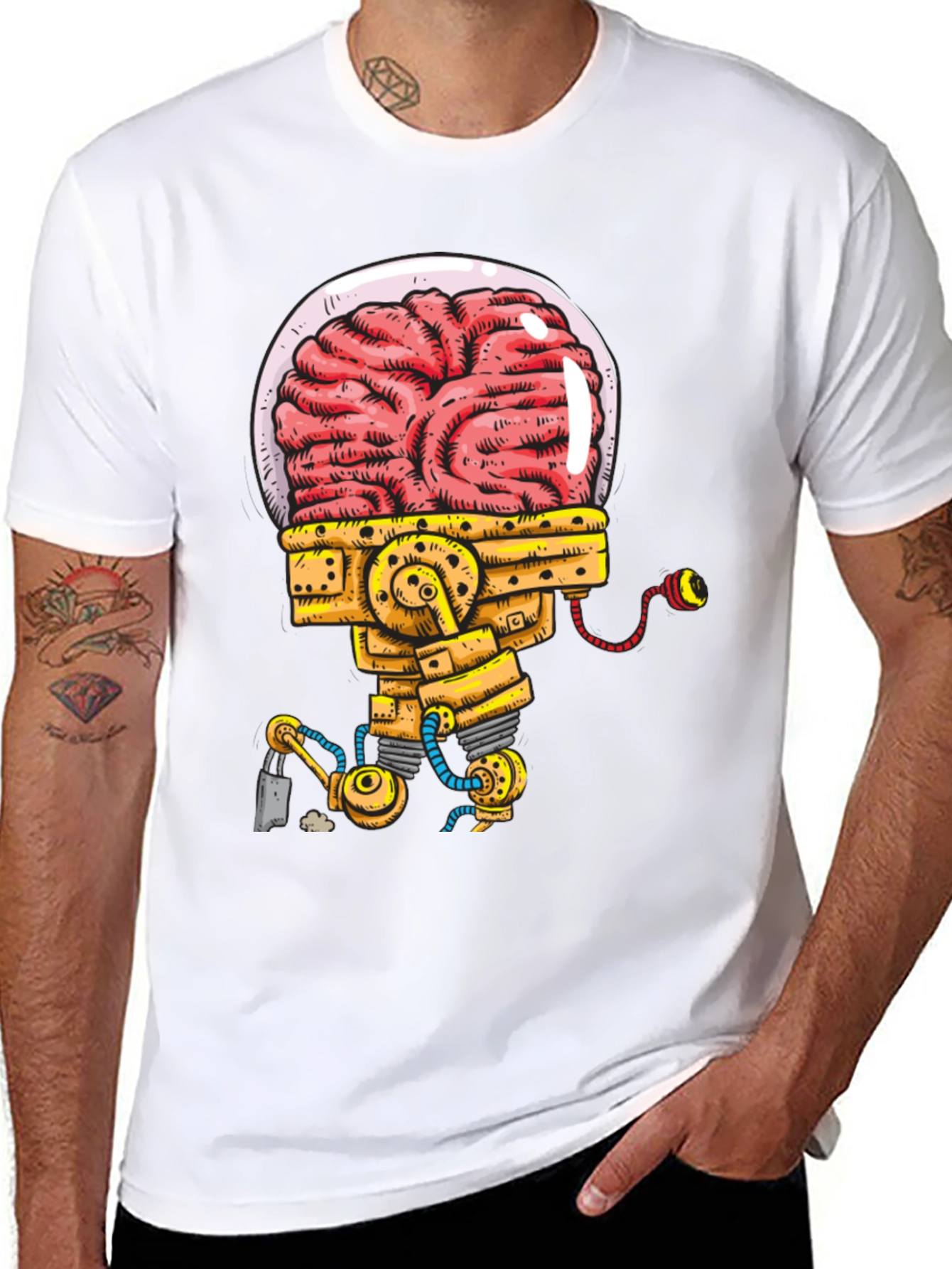 Mechanical Brain T-Shirt - Unique Graphic Tee