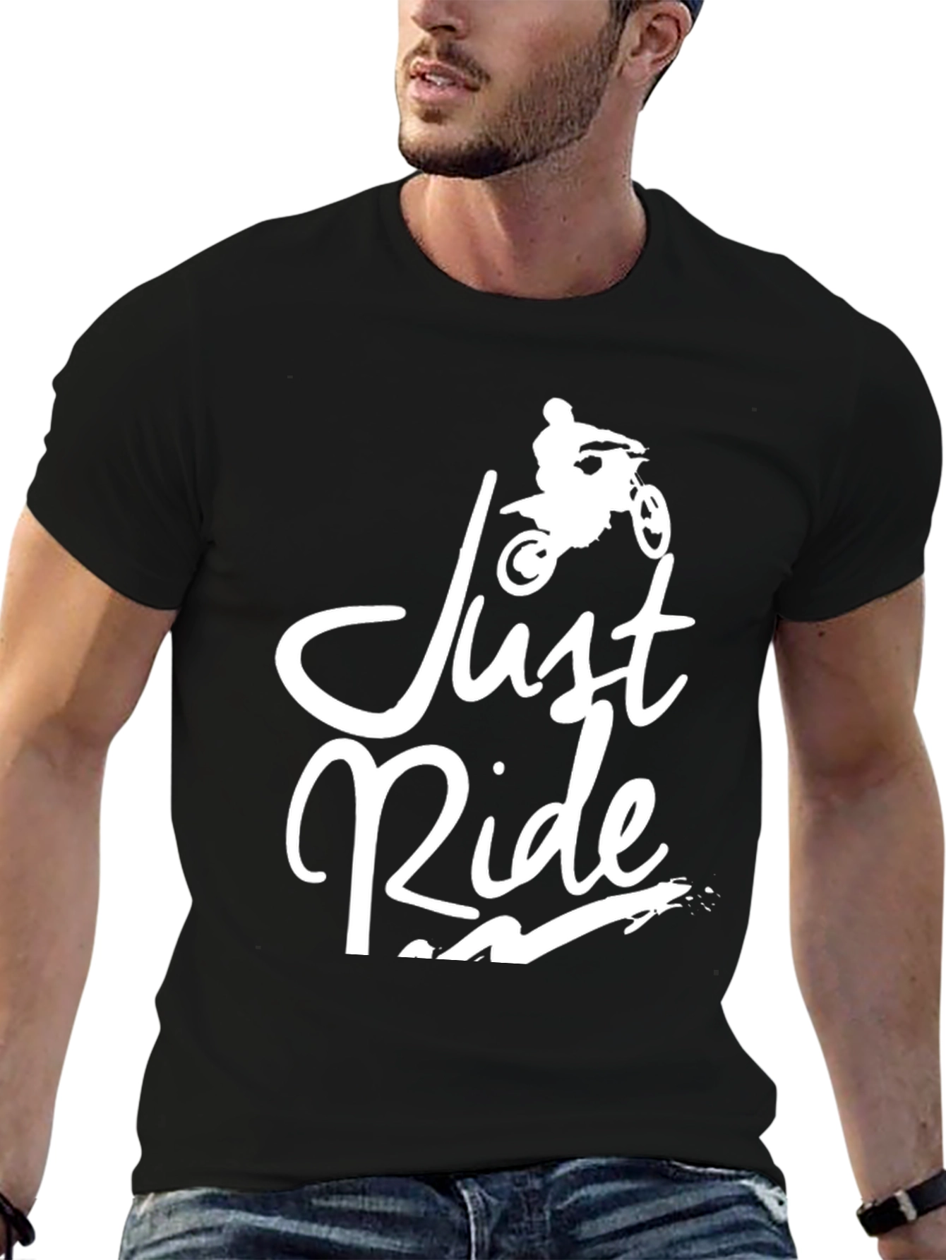 Just Ride Graphic Tee - Motorcycle Design