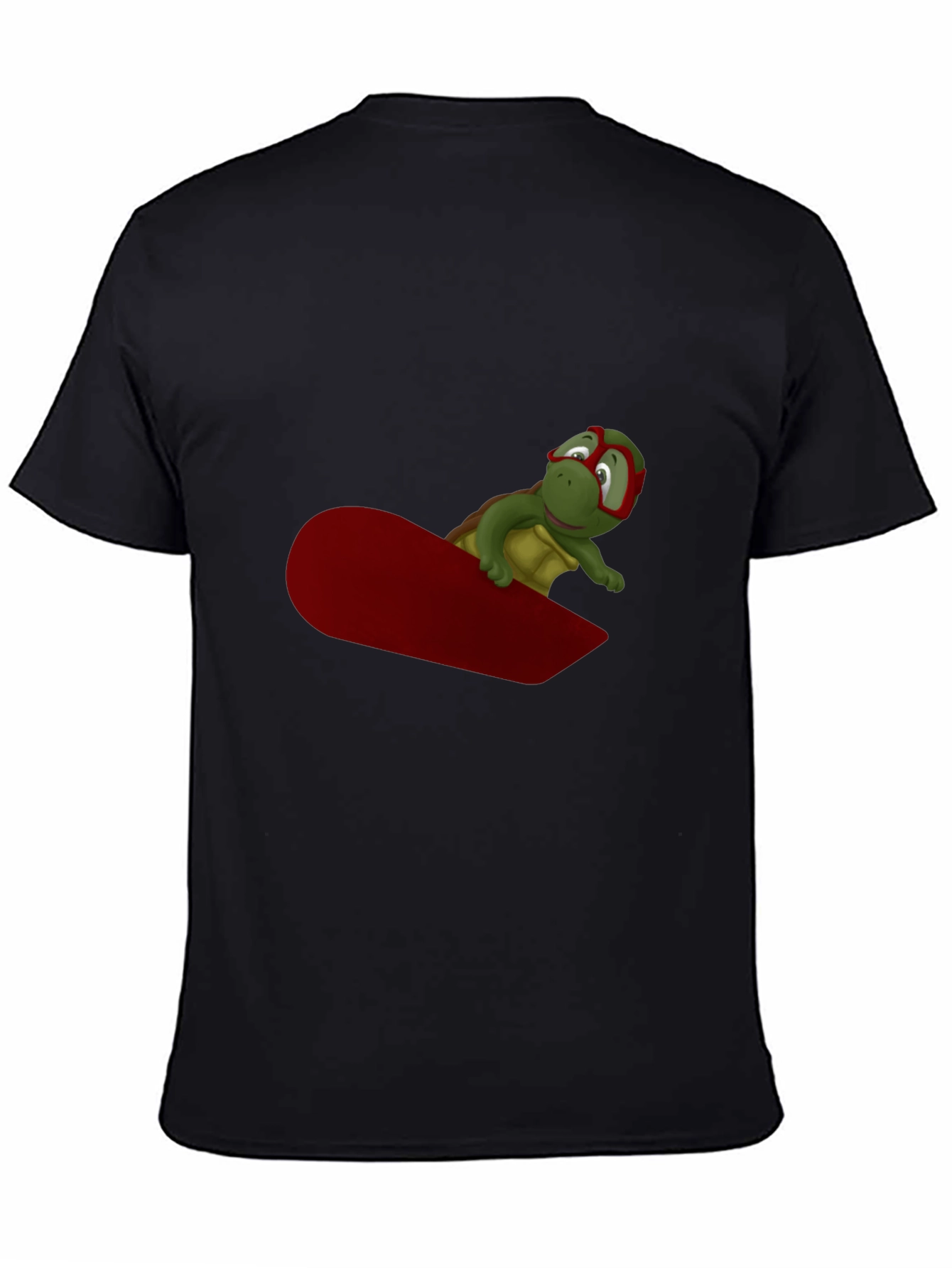 Turtle Snowboarder Black T-Shirt