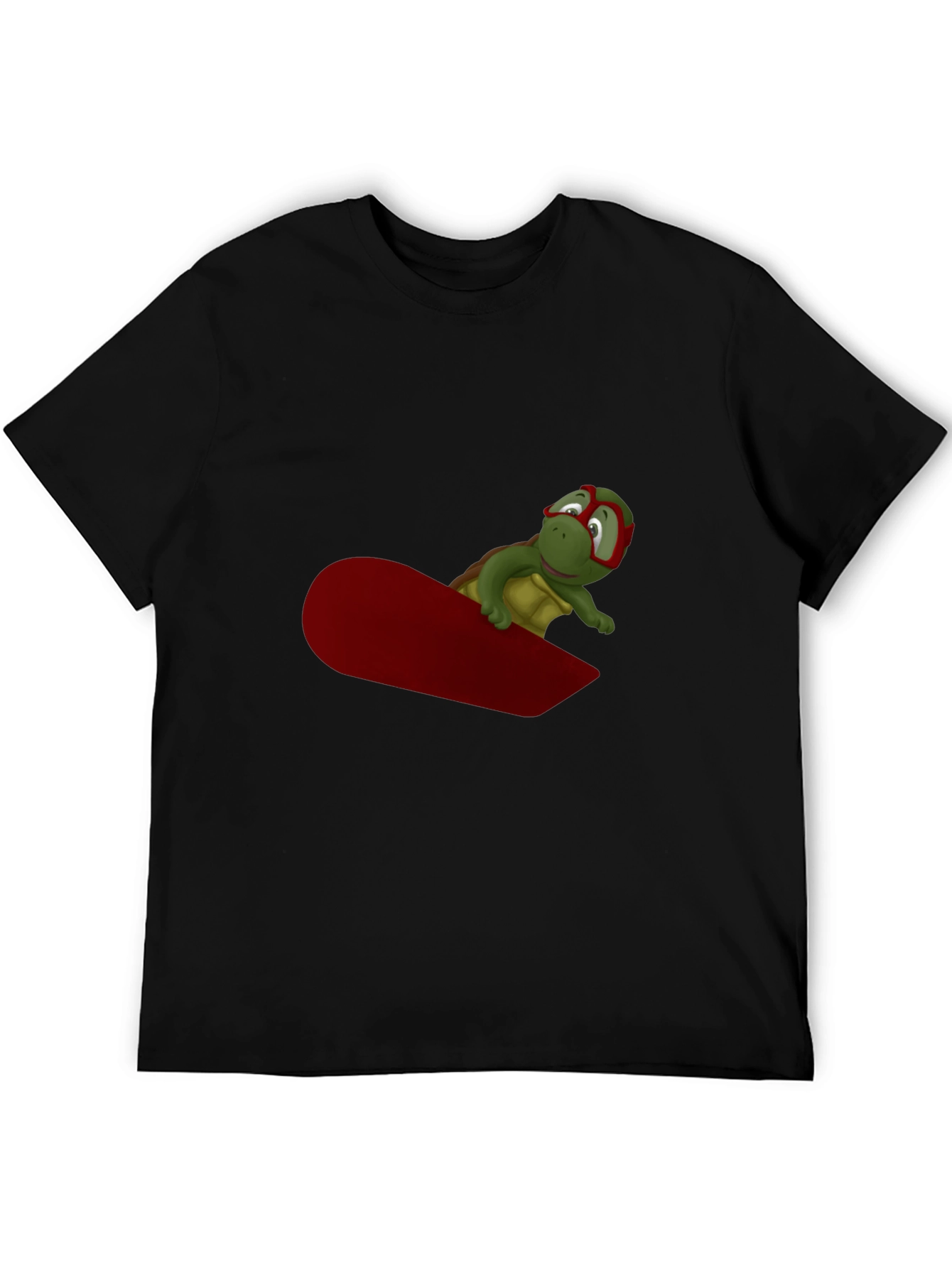 Turtle Snowboarder Black T-Shirt
