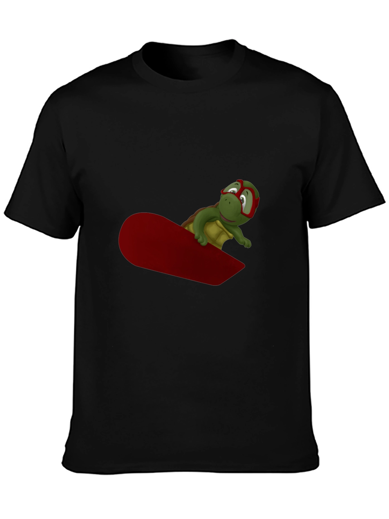 Turtle Snowboarder Black T-Shirt
