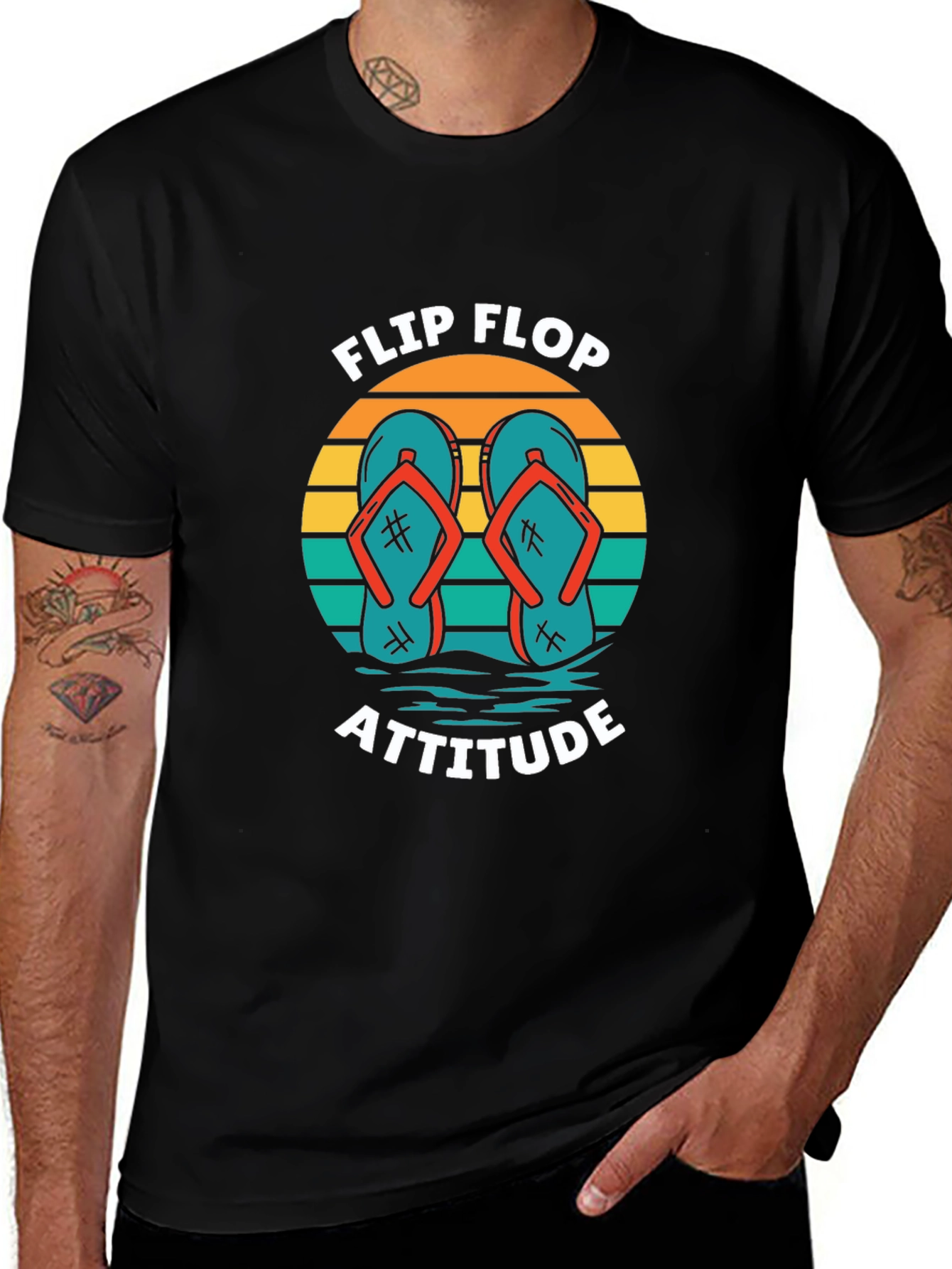 Flip Flop Attitude Graphic Tee - Black