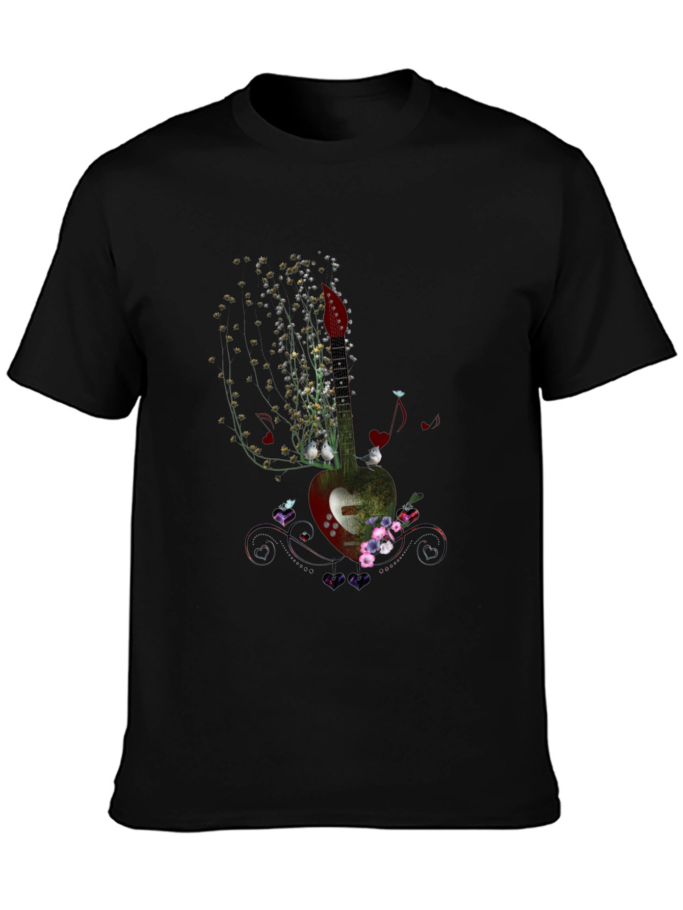Floral Guitar T-Shirt - Music Lovers Tee