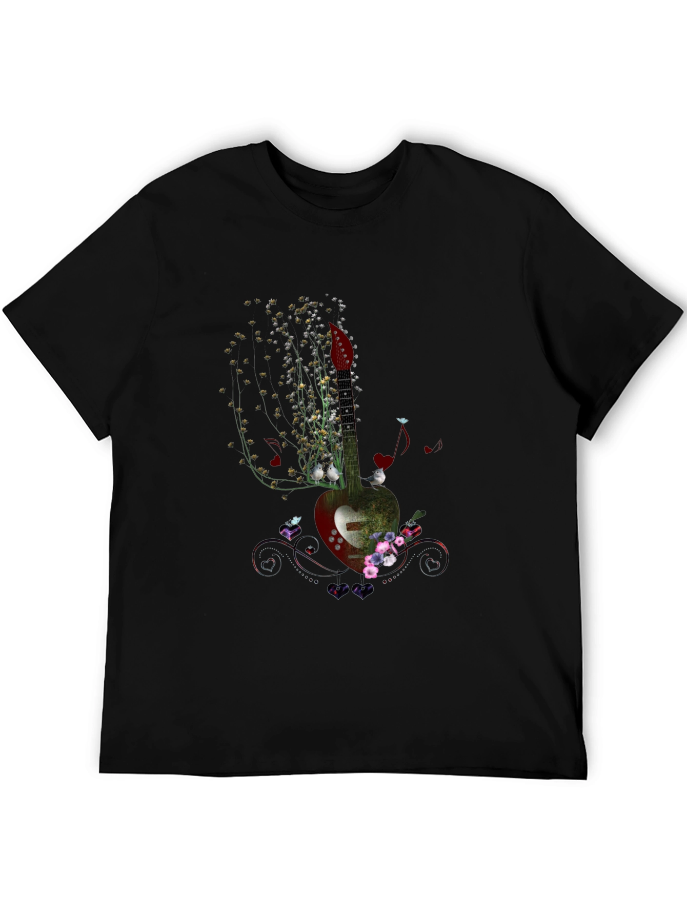 Floral Guitar T-Shirt - Music Lovers Tee