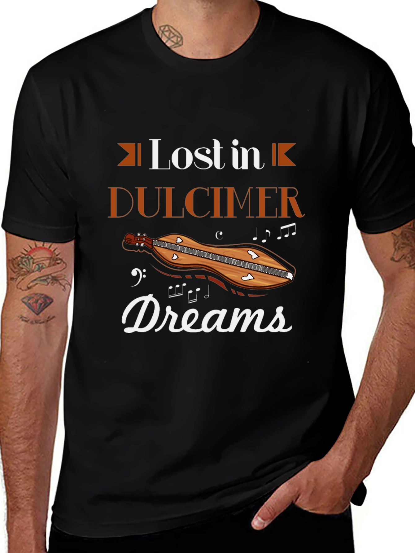 Lost in Dulcimer Dreams Black T-Shirt
