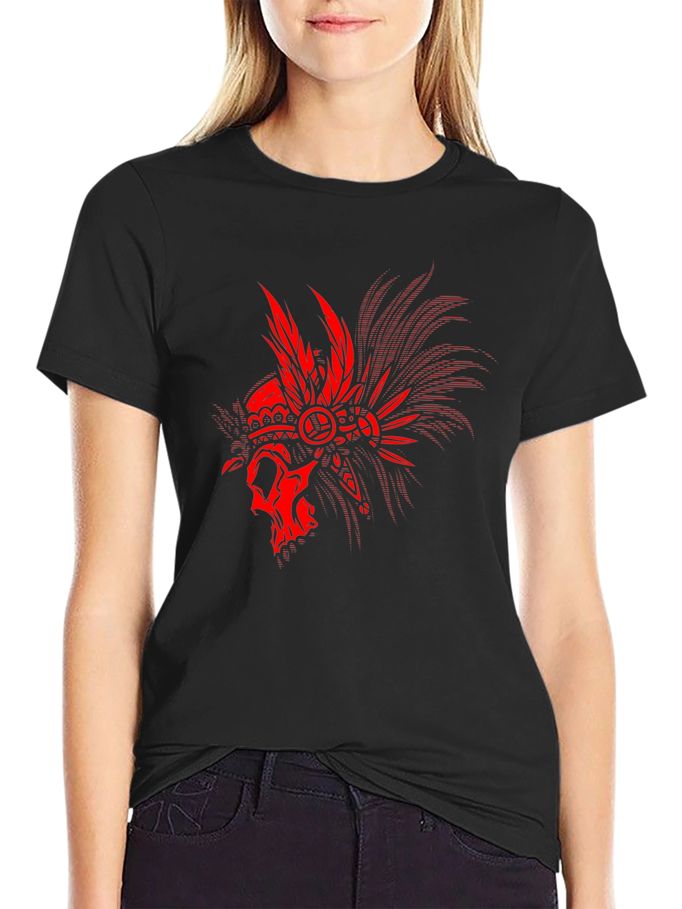 Skull Headdress Graphic Tee - Black