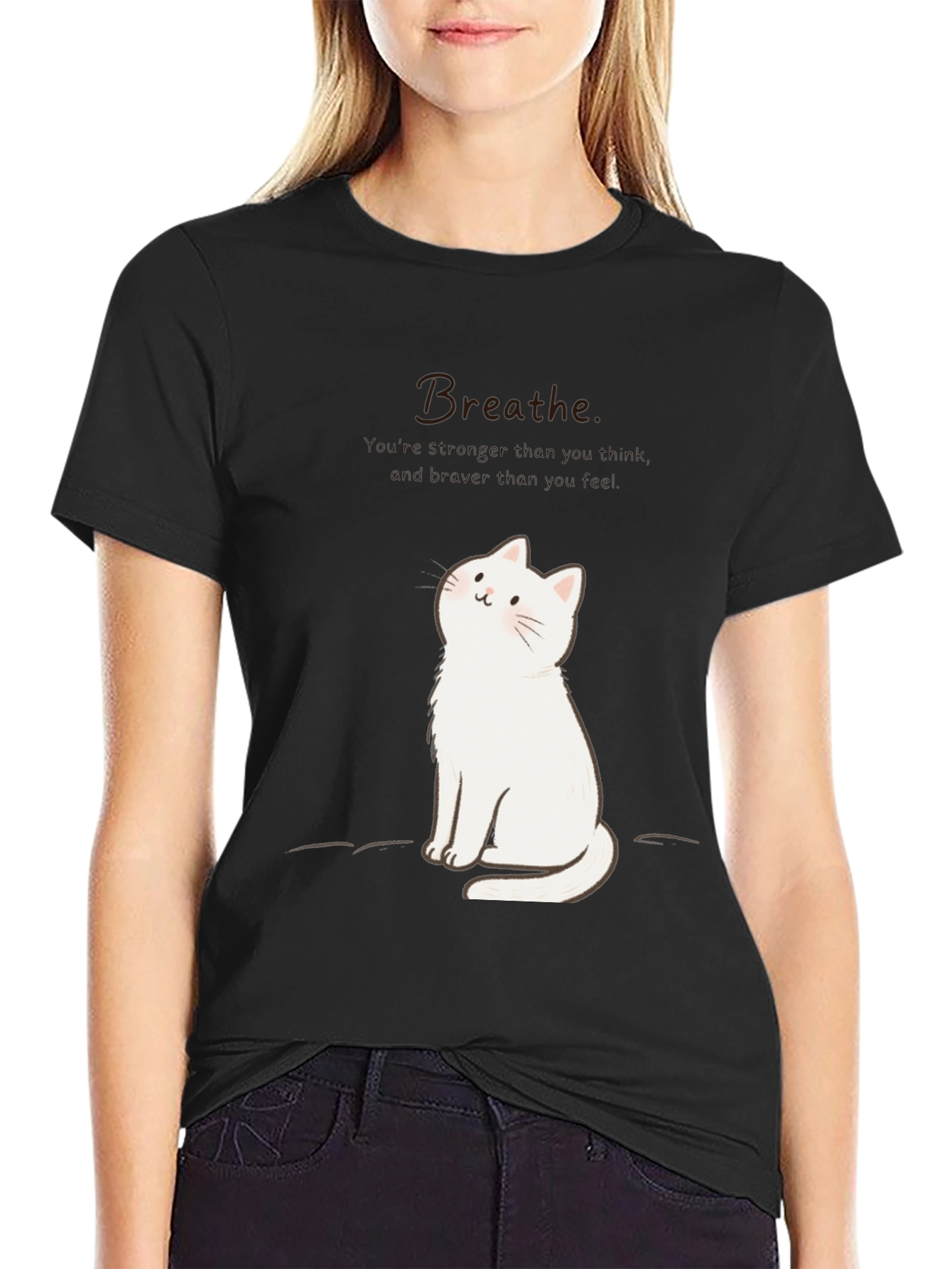 Breathe Cat Graphic T-Shirt - Relaxed Fit