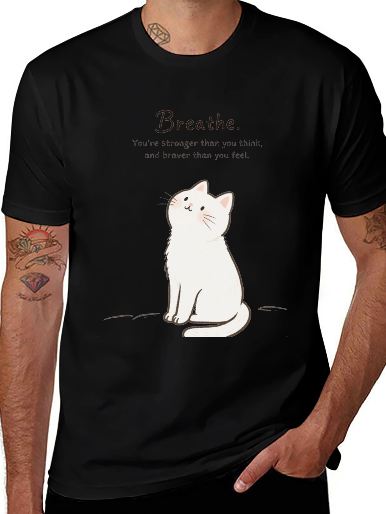 Breathe Cat Graphic T-Shirt - Relaxed Fit