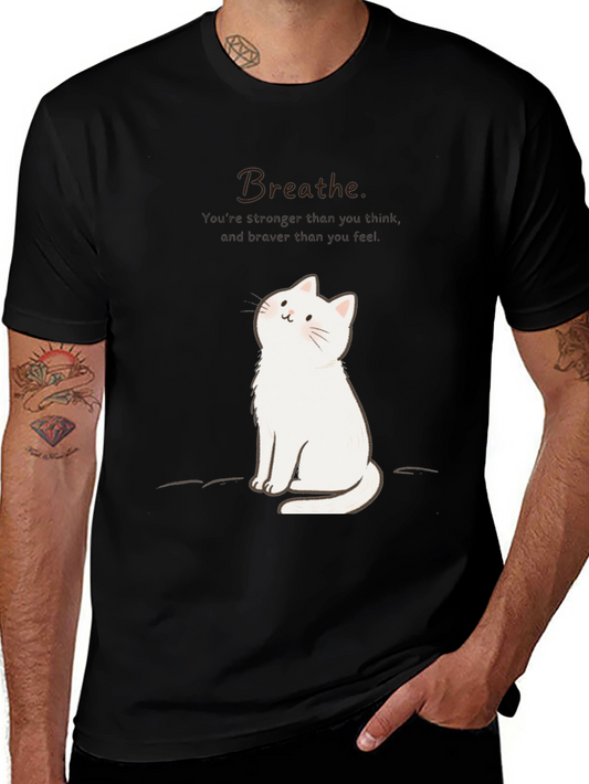 Breathe Cat Graphic T-Shirt - Relaxed Fit