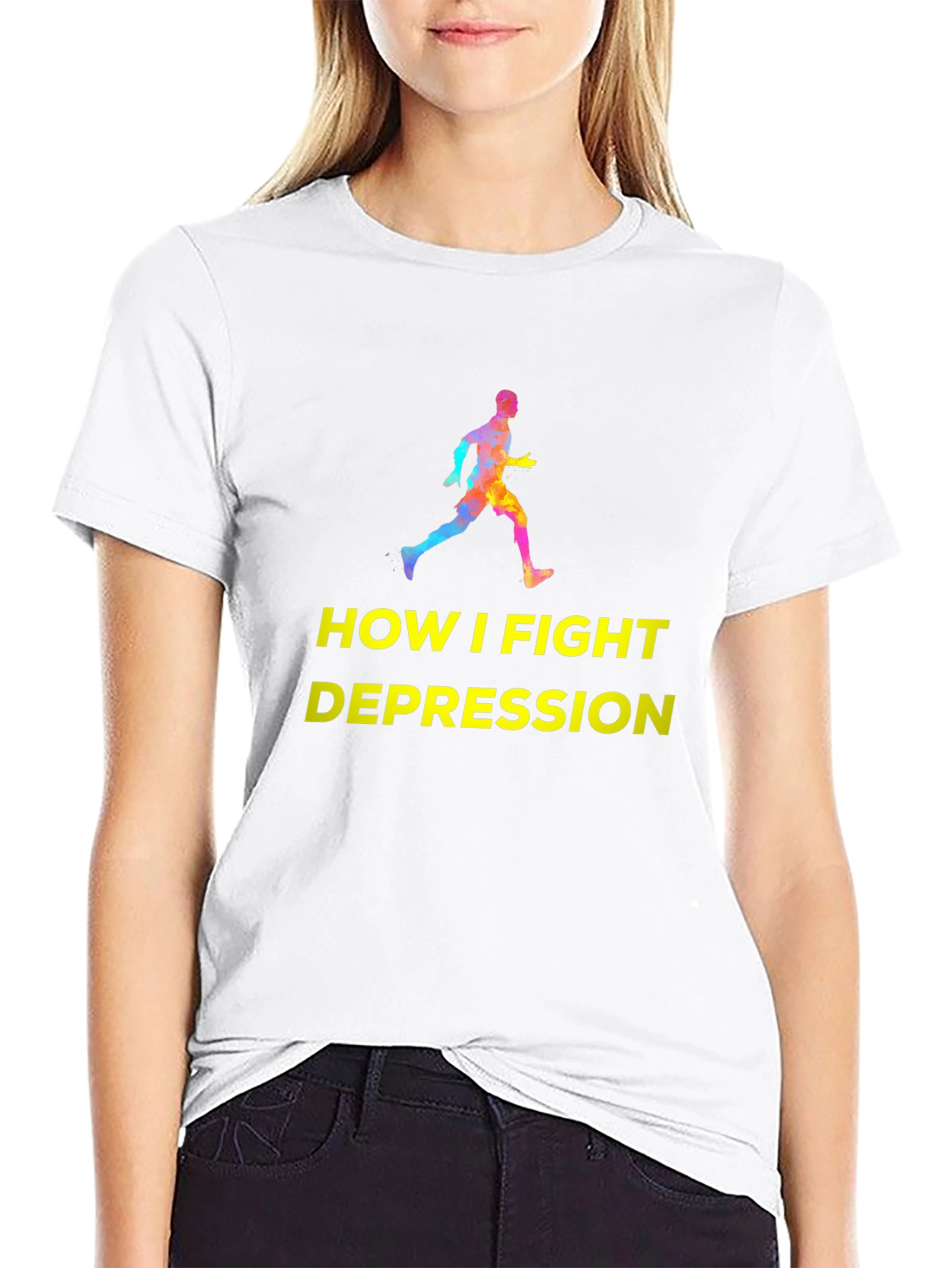 Fight Depression Graphic Tee - Running Silhouette