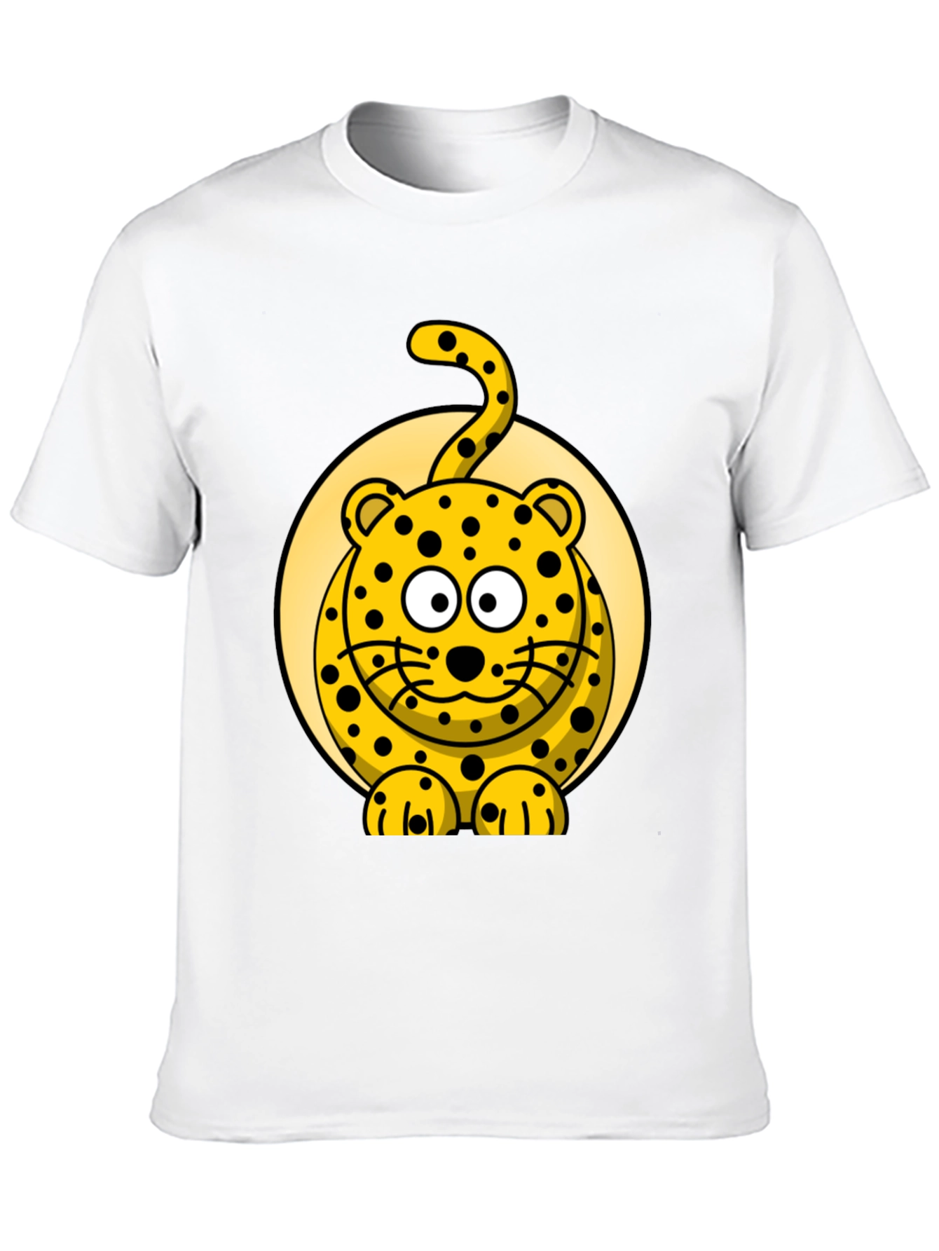 Cartoon Leopard Graphic Black T-Shirt
