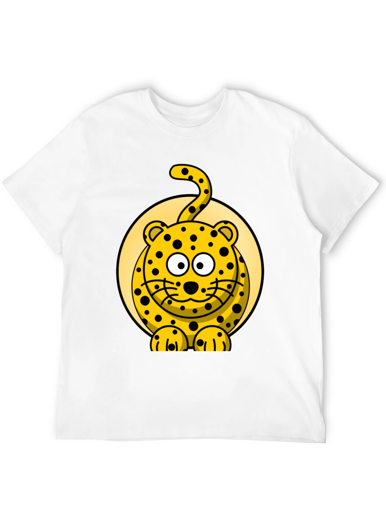 Cartoon Leopard Graphic Black T-Shirt