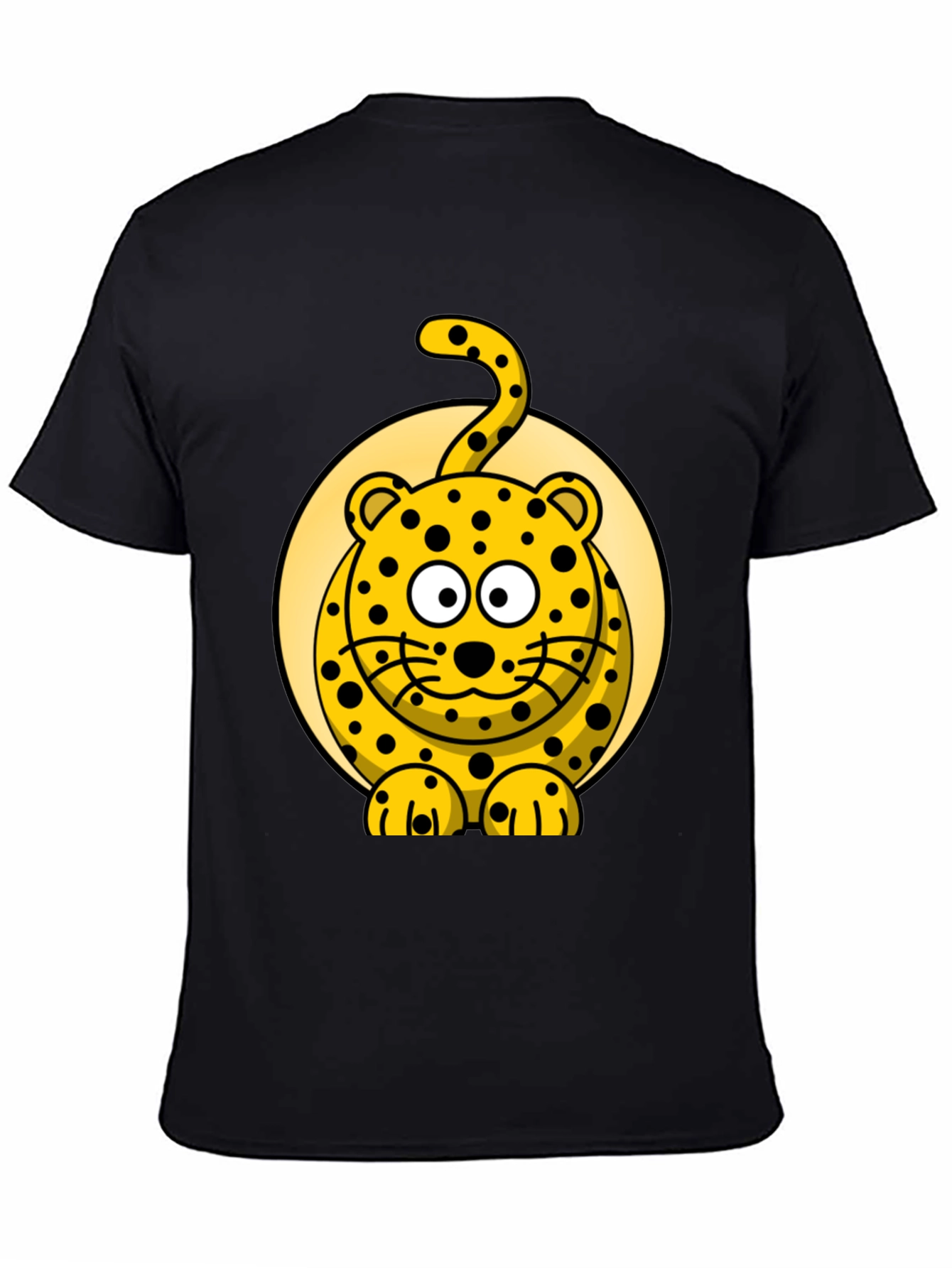 Cartoon Leopard Graphic Black T-Shirt