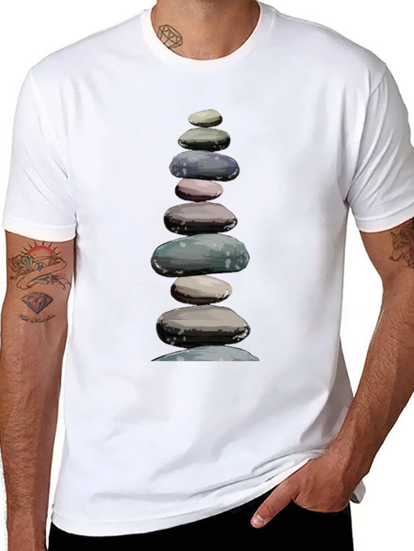 Stacked Stones T-Shirt - Zen Balance Design
