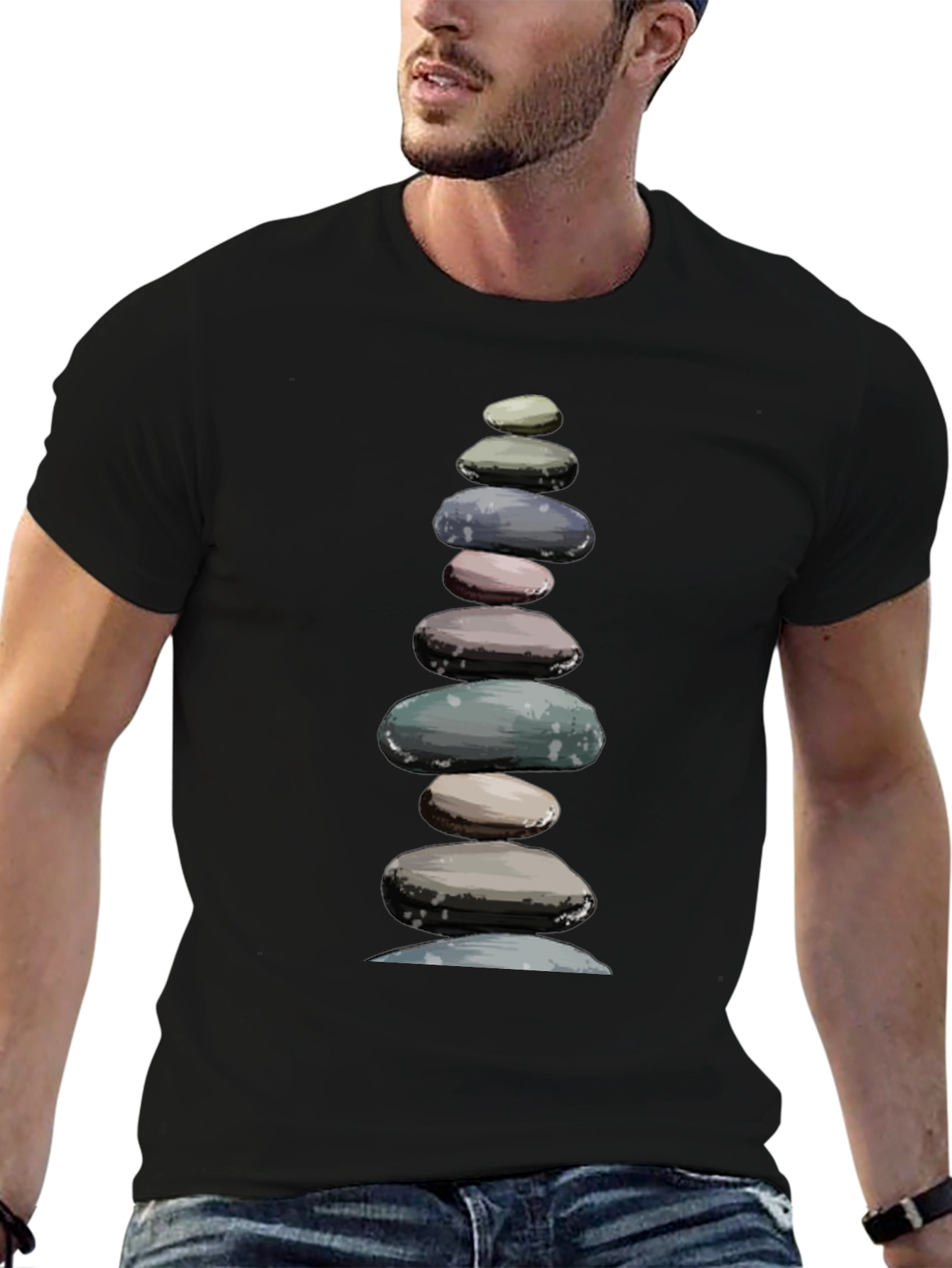 Stacked Stones T-Shirt - Zen Balance Design