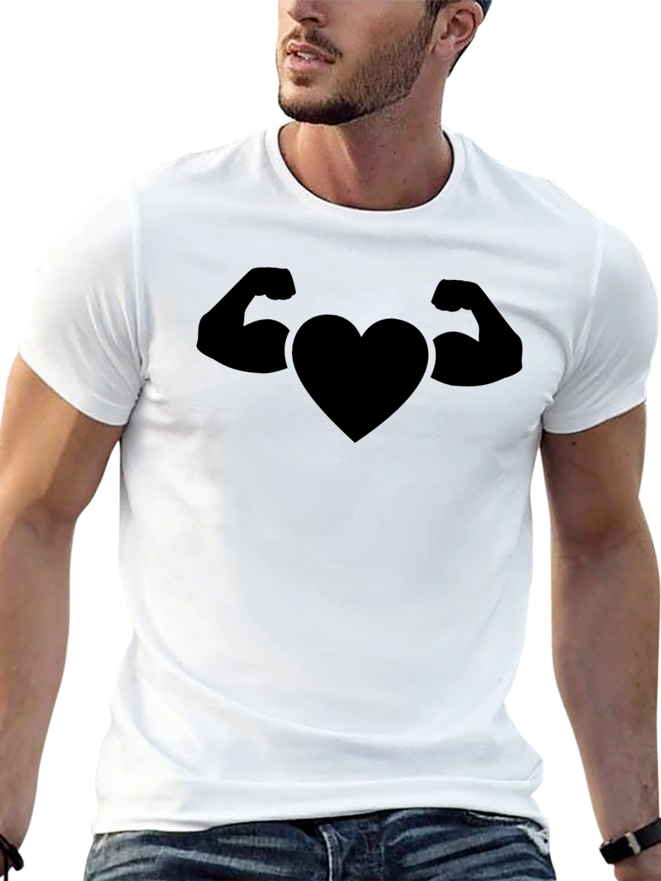 Heart Muscle Black T-Shirt Gym Love Fitness