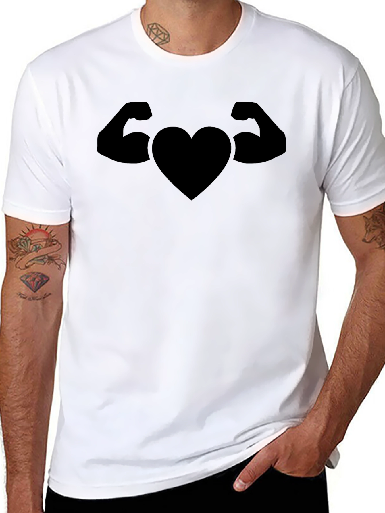 Heart Muscle Black T-Shirt Gym Love Fitness