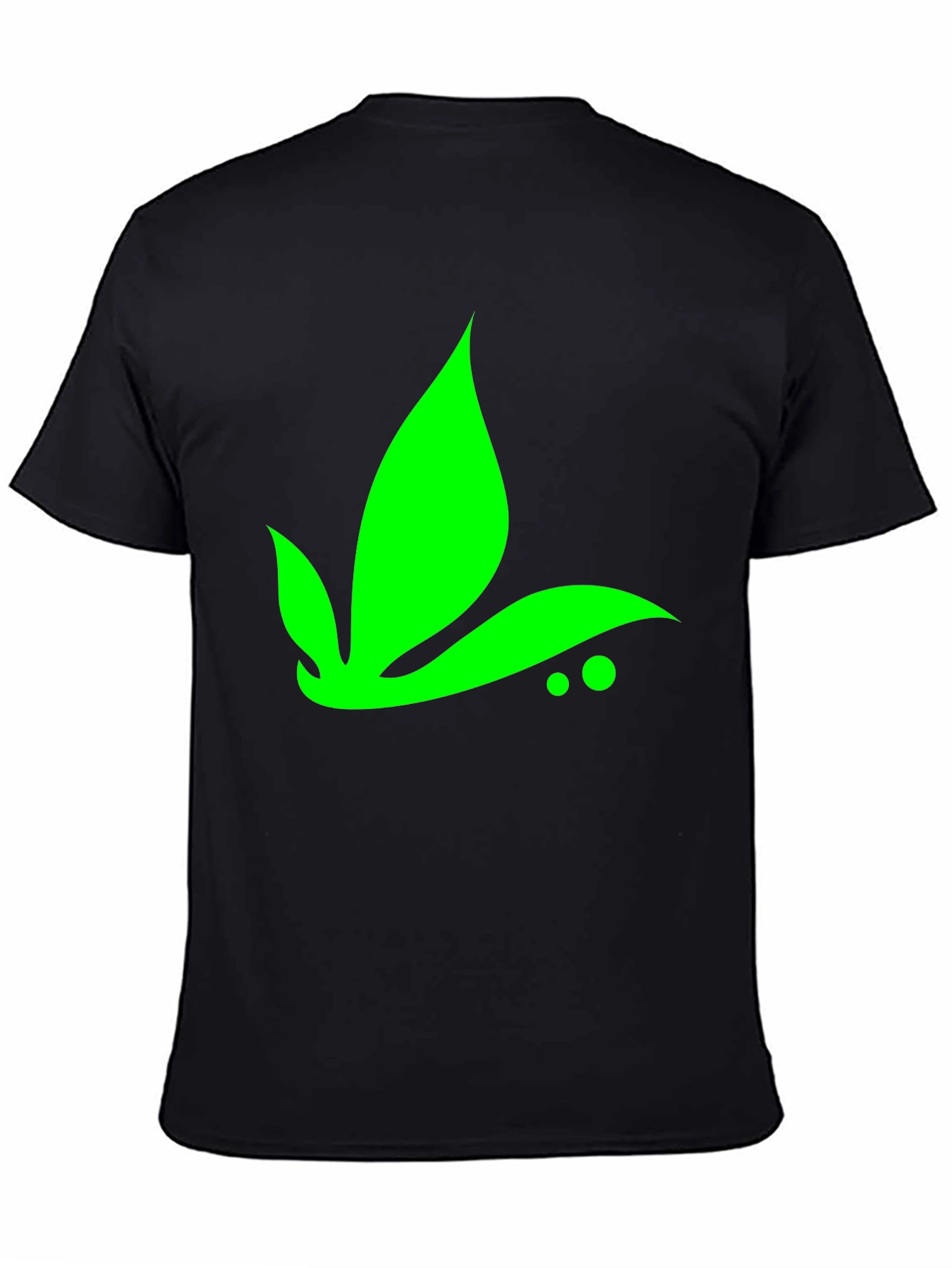 Green Leaf Graphic Tee - Black Casual T-Shirt