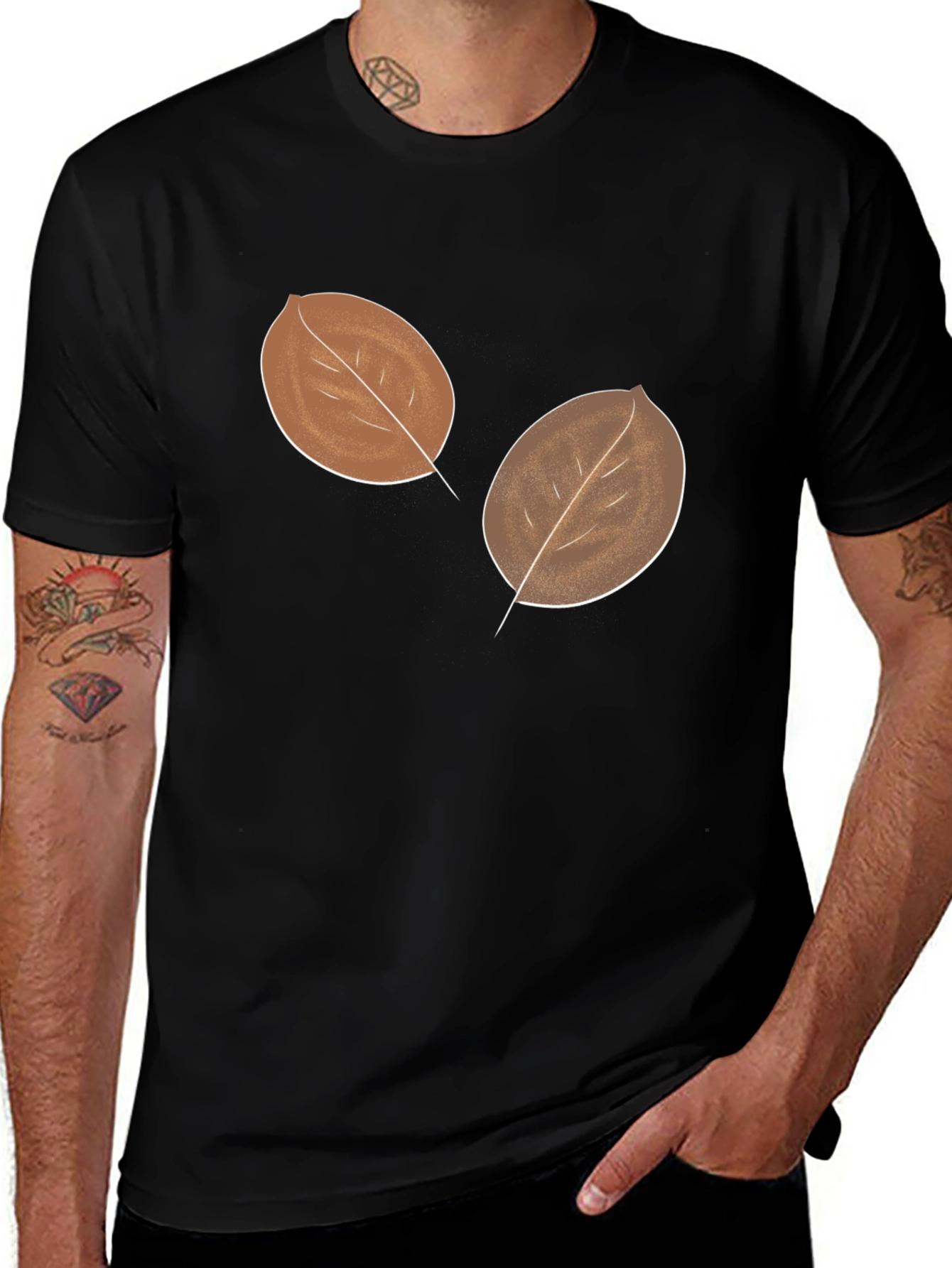 Mens Leaf Graphic Black T-Shirt