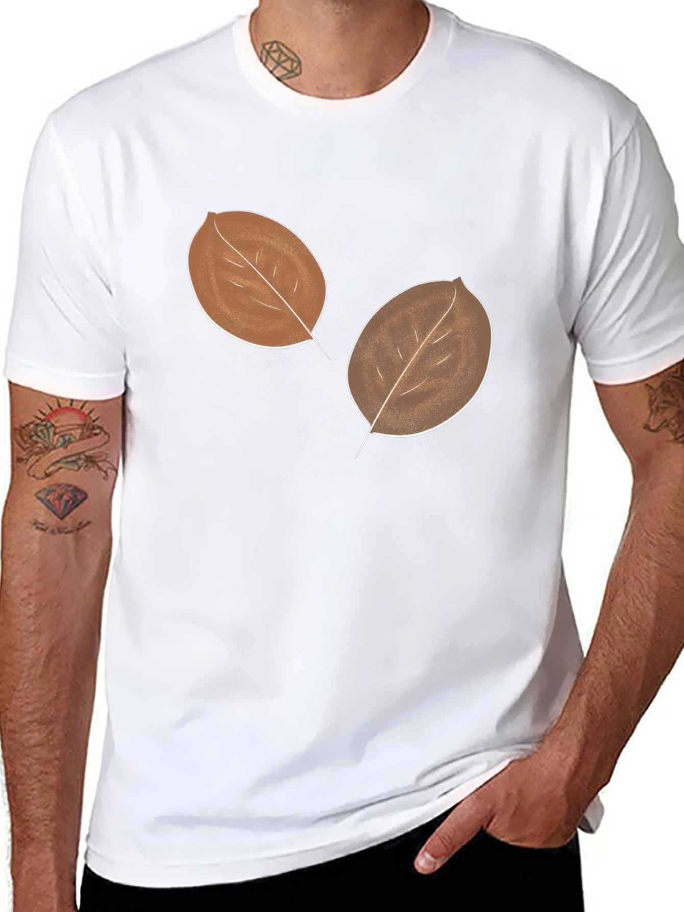 Mens Leaf Graphic Black T-Shirt