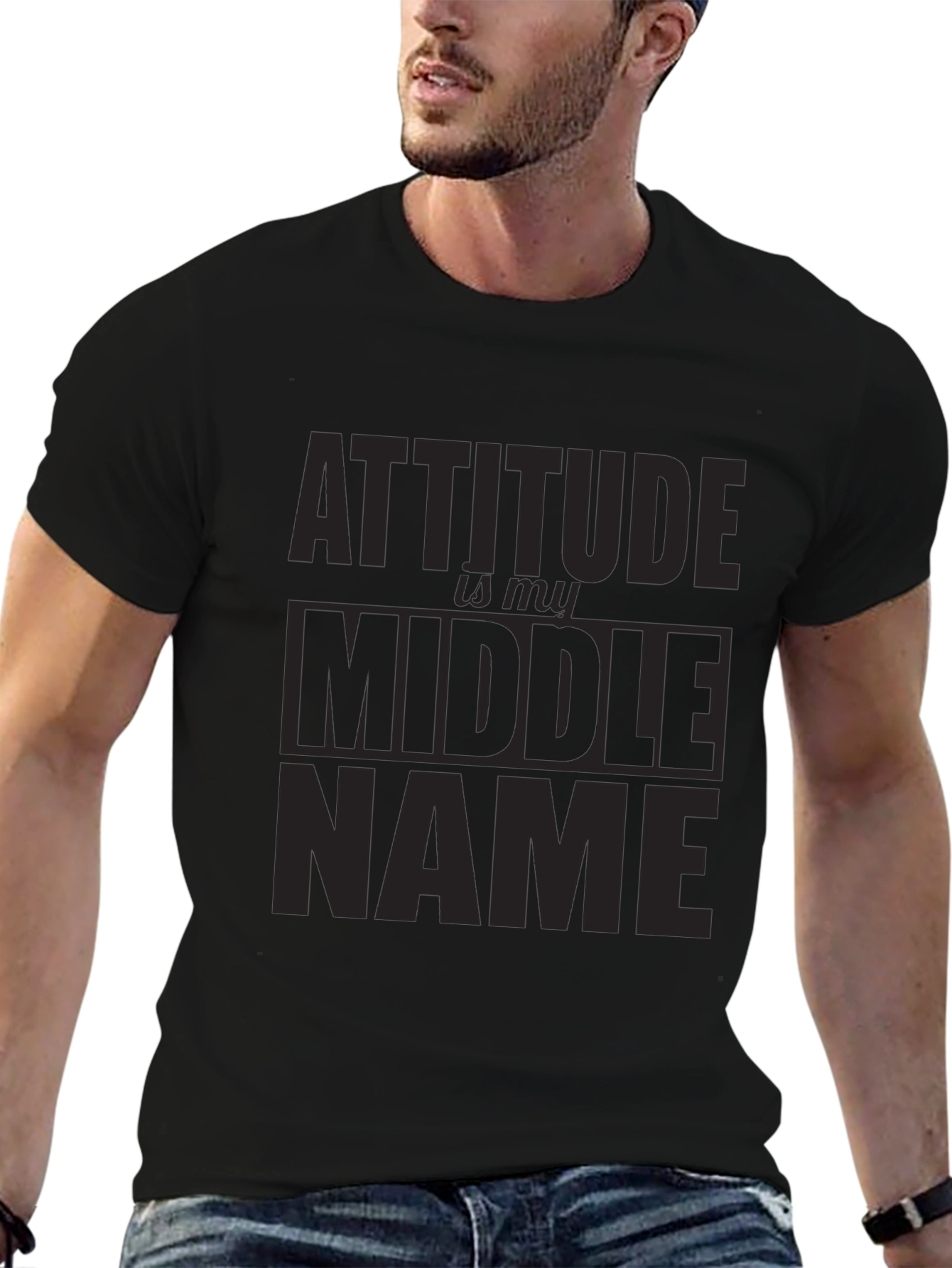 Attitude Middle Name Black T-Shirt