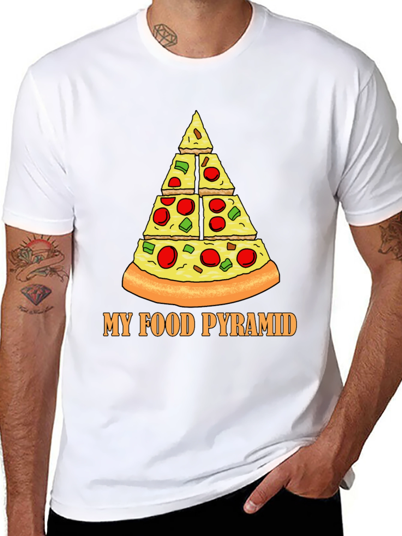 Pizza Food Pyramid T-Shirt - Funny Graphic Tee