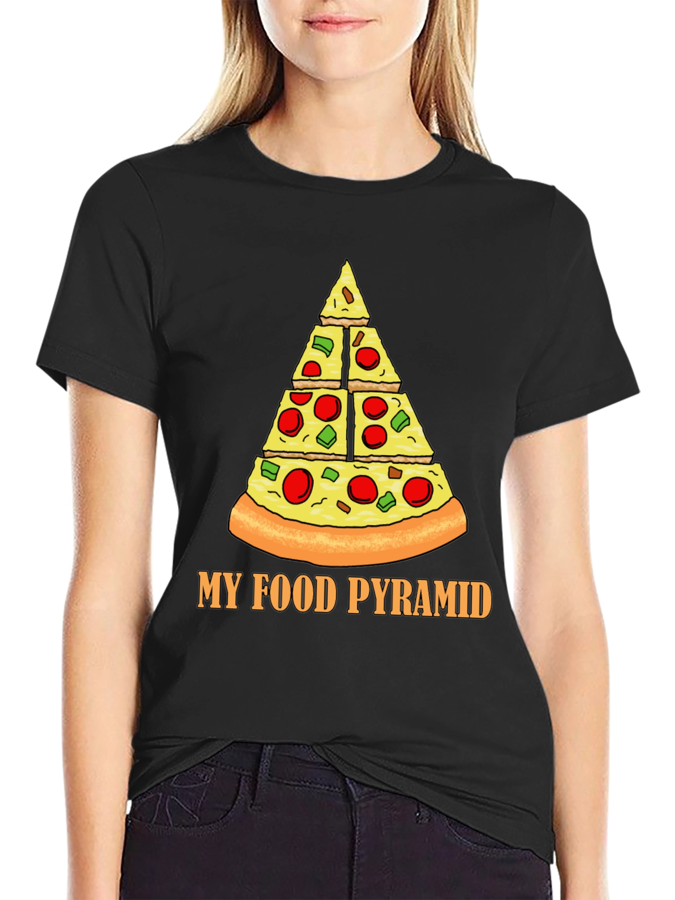 Pizza Food Pyramid T-Shirt - Funny Graphic Tee