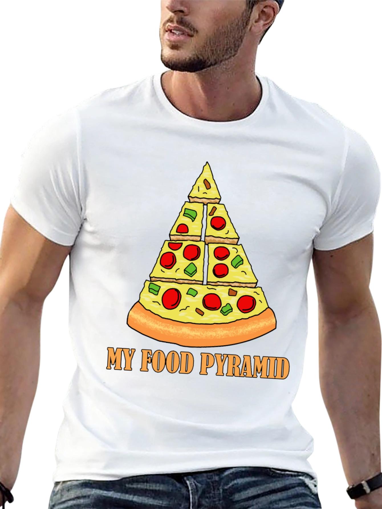 Pizza Food Pyramid T-Shirt - Funny Graphic Tee