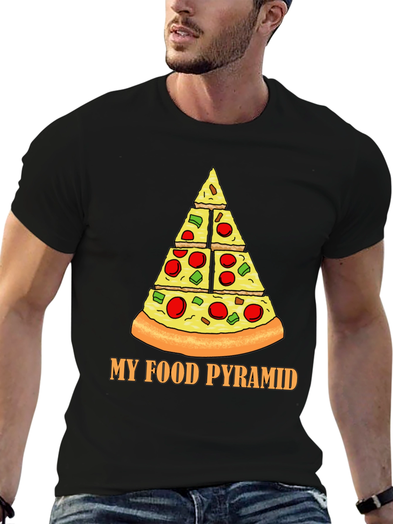 Pizza Food Pyramid T-Shirt - Funny Graphic Tee