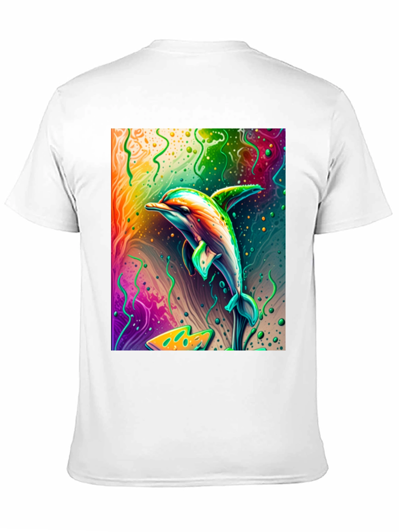 Vivid Dolphin Graphic T-Shirt - Black Cotton Tee