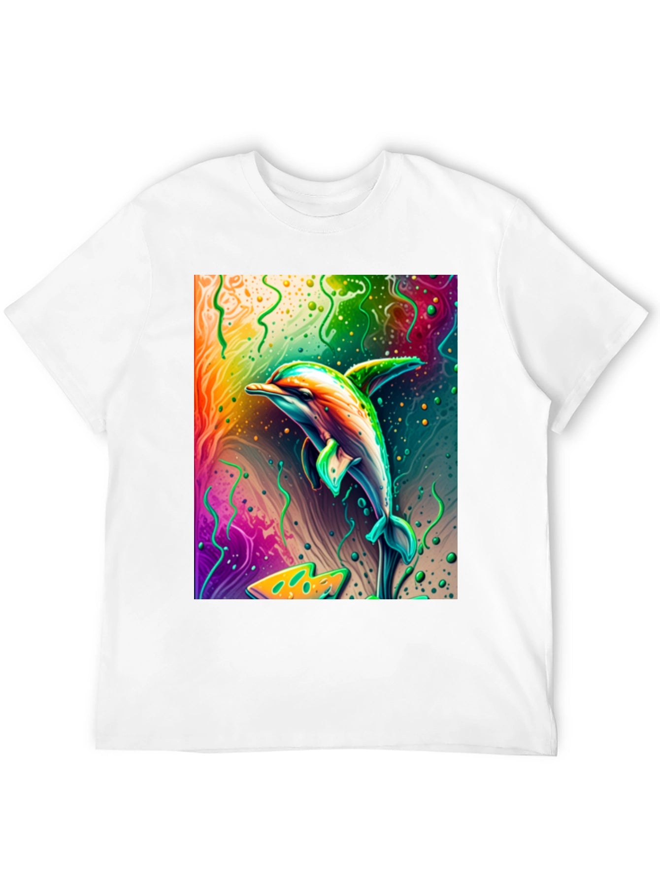 Vivid Dolphin Graphic T-Shirt - Black Cotton Tee