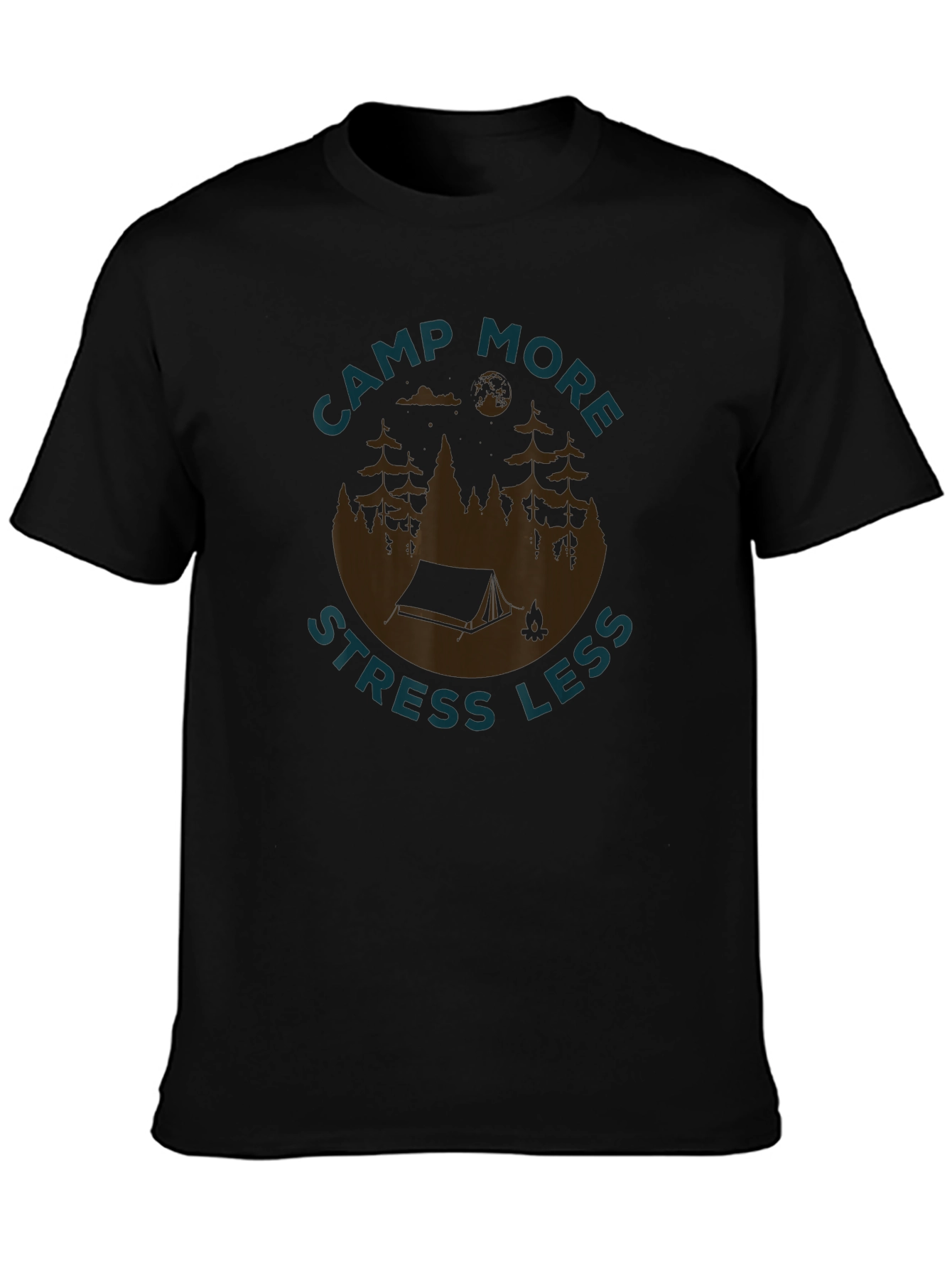 Camp More Stress Less Graphic T-Shirt