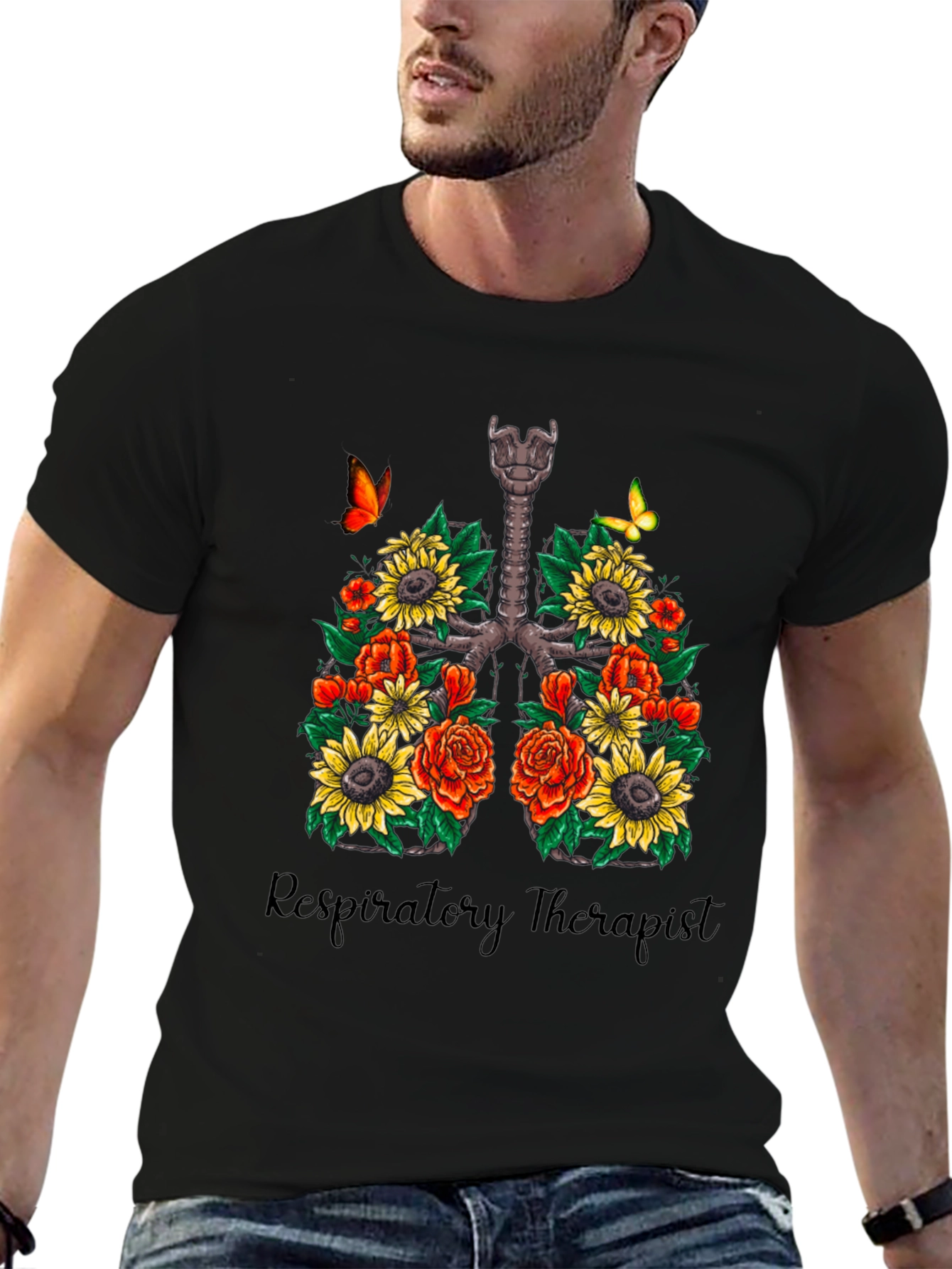 Floral Lungs Respiratory Therapist T-Shirt