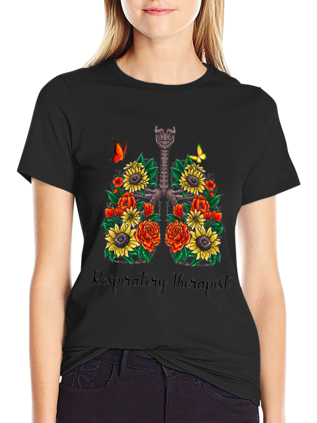 Floral Lungs Respiratory Therapist T-Shirt