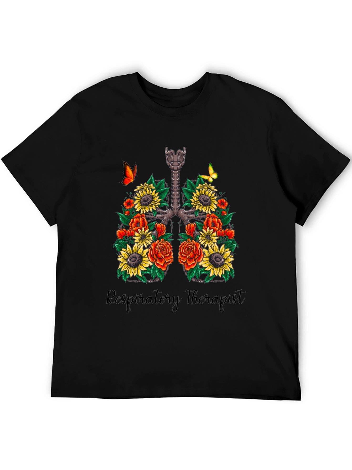 Floral Lungs Respiratory Therapist T-Shirt