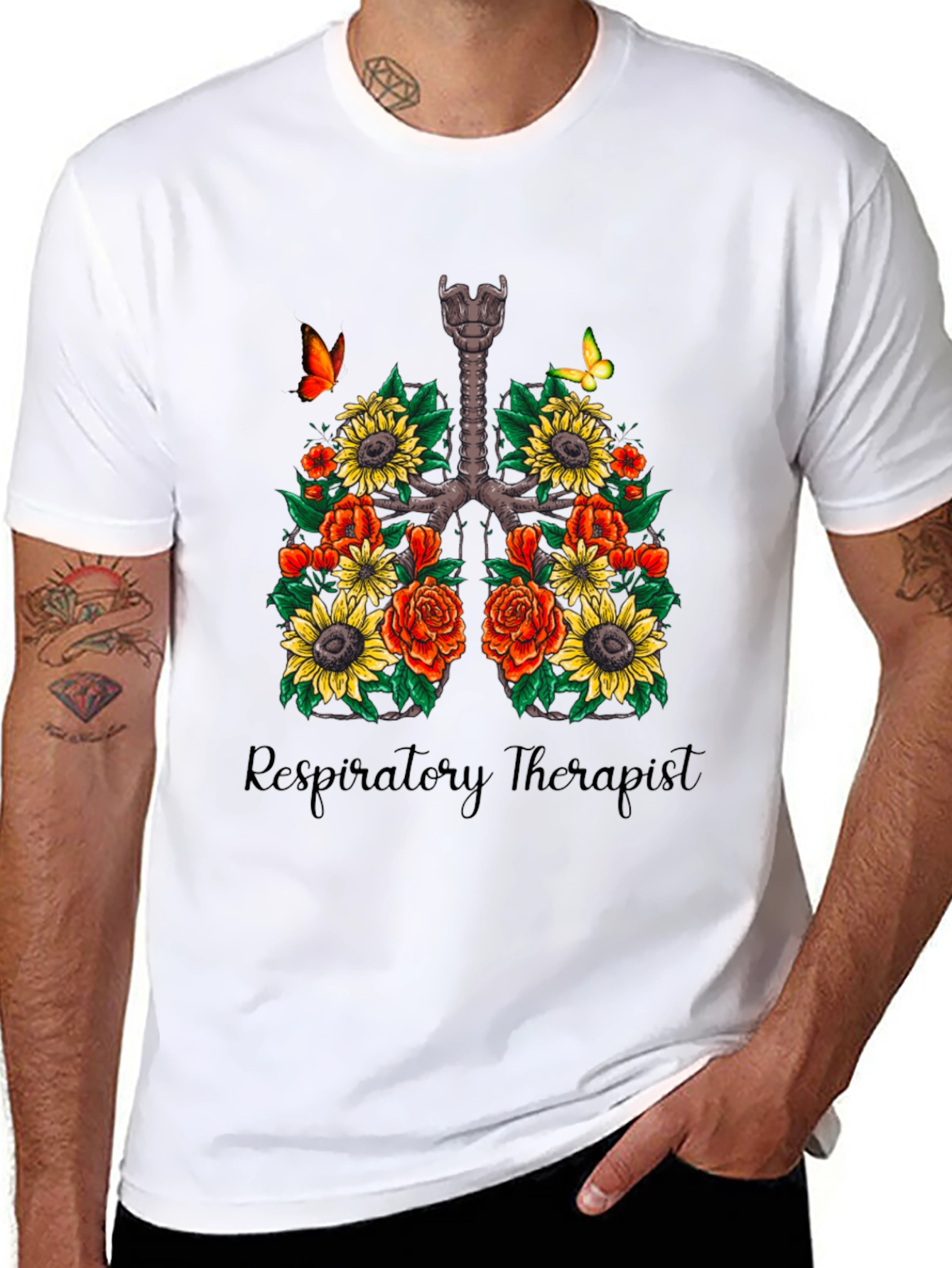 Floral Lungs Respiratory Therapist T-Shirt