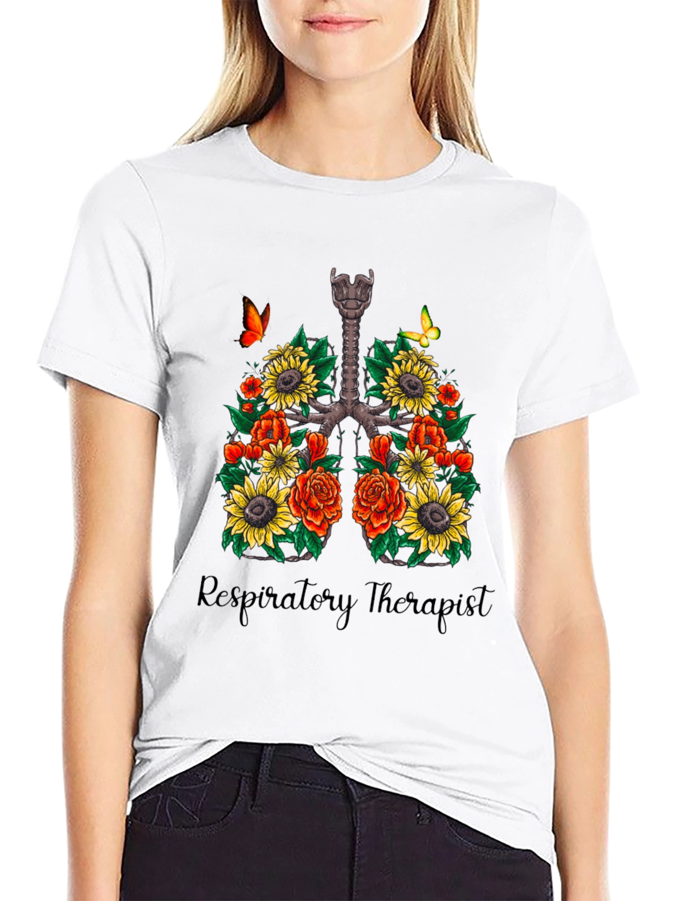 Floral Lungs Respiratory Therapist T-Shirt