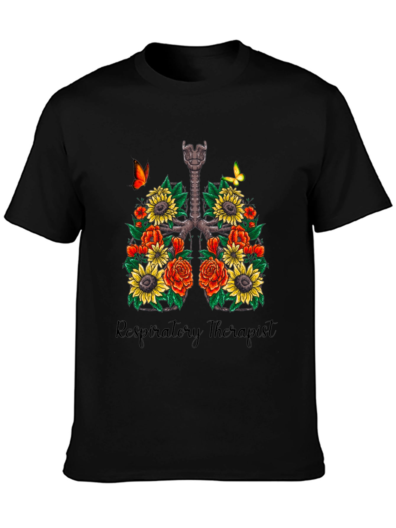 Floral Lungs Respiratory Therapist T-Shirt