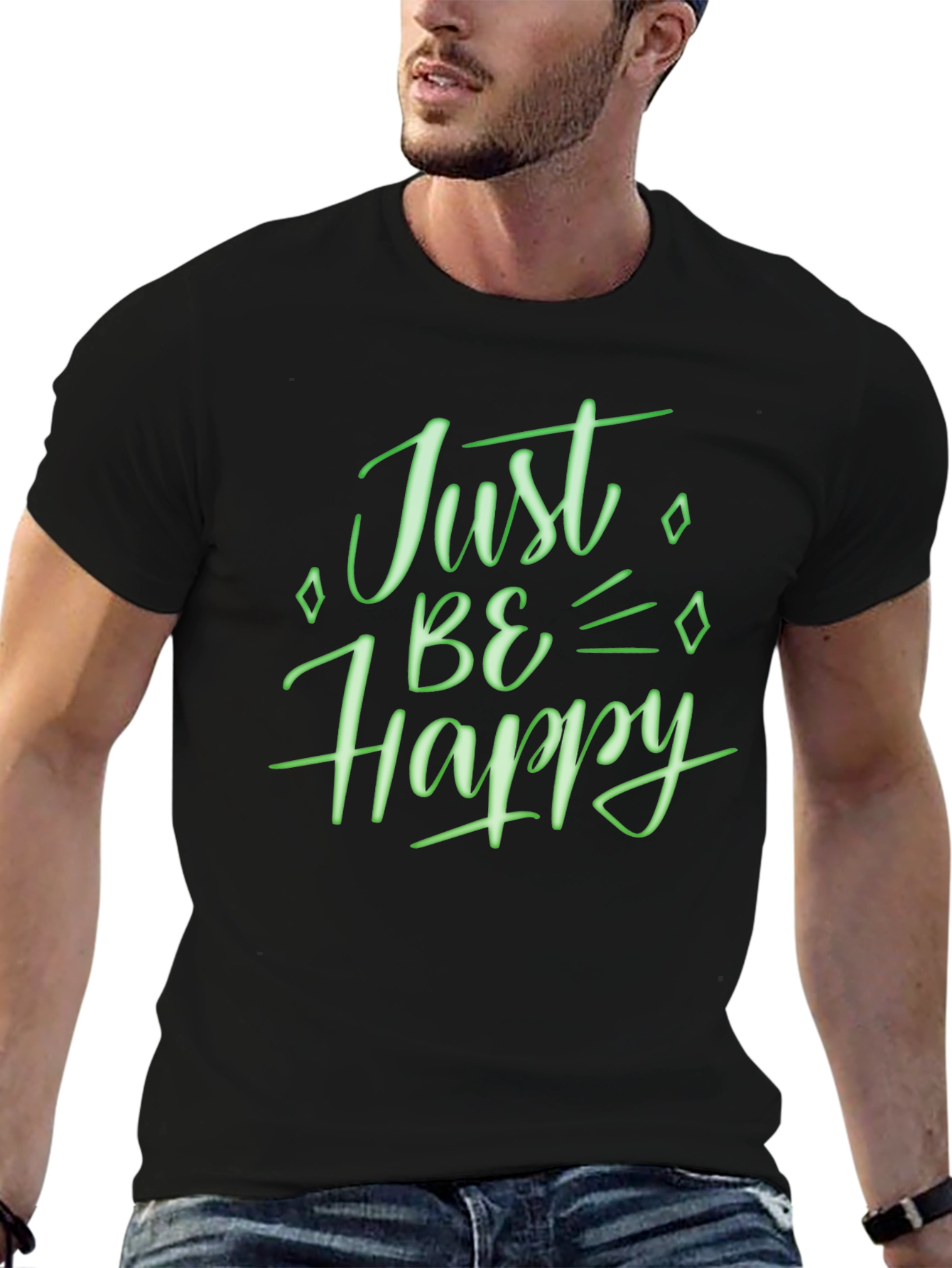 Just Be Happy Graphic Tee - Black